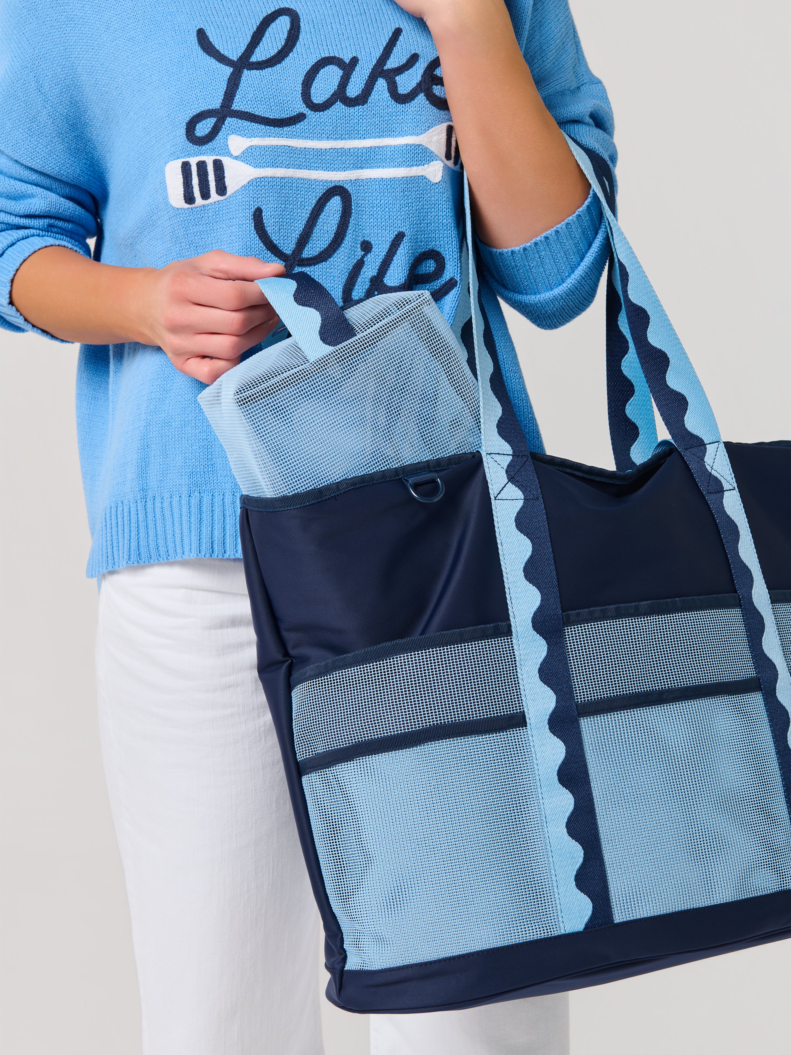 WIND AND SEA 2P Clear Pouch ブルー ビニールポーチ Shiraleah Camden Mesh Zip Pouch