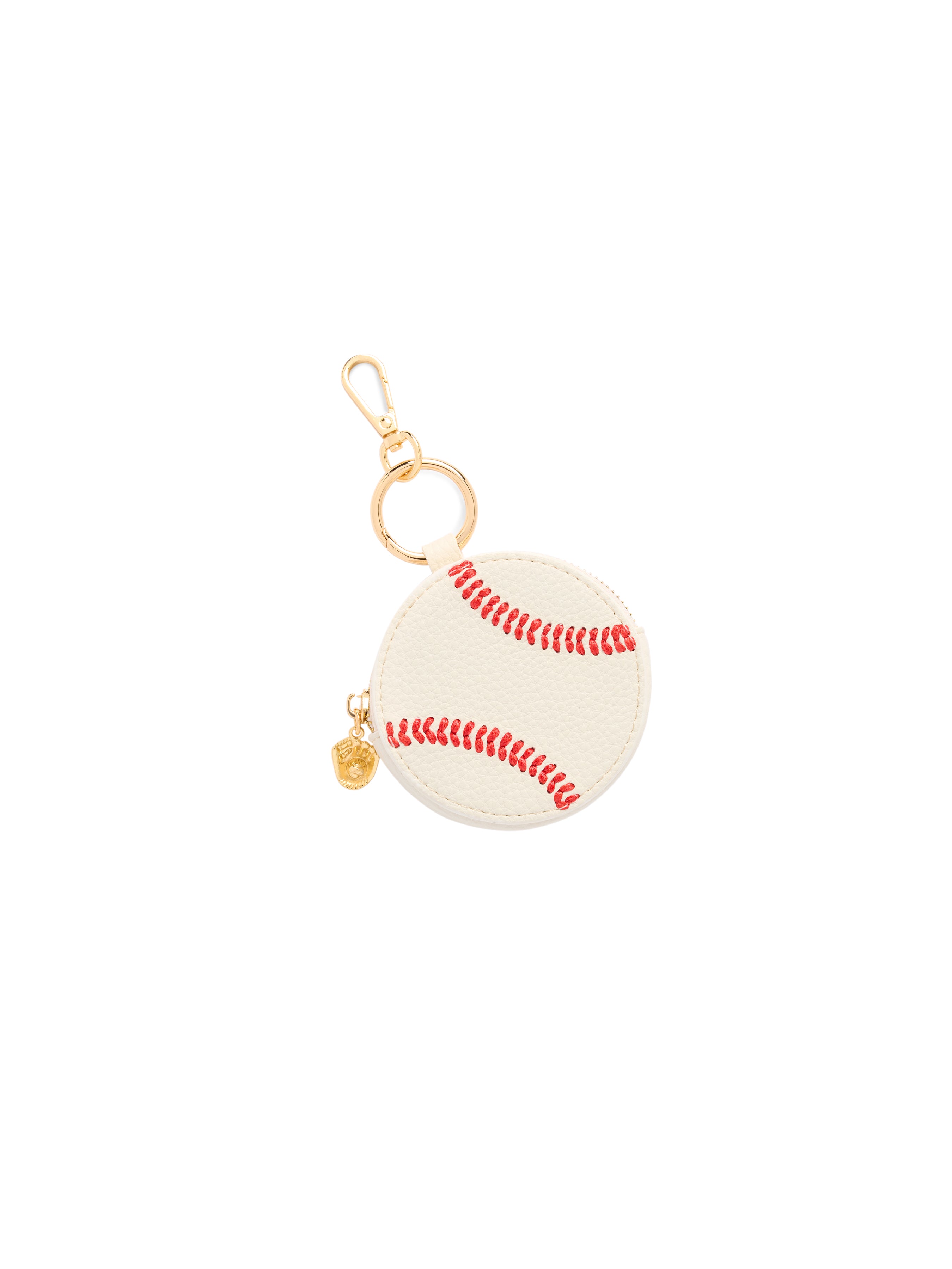 Shiraleah Baseball Zip Pouch Bag Charm/Key Ring, White