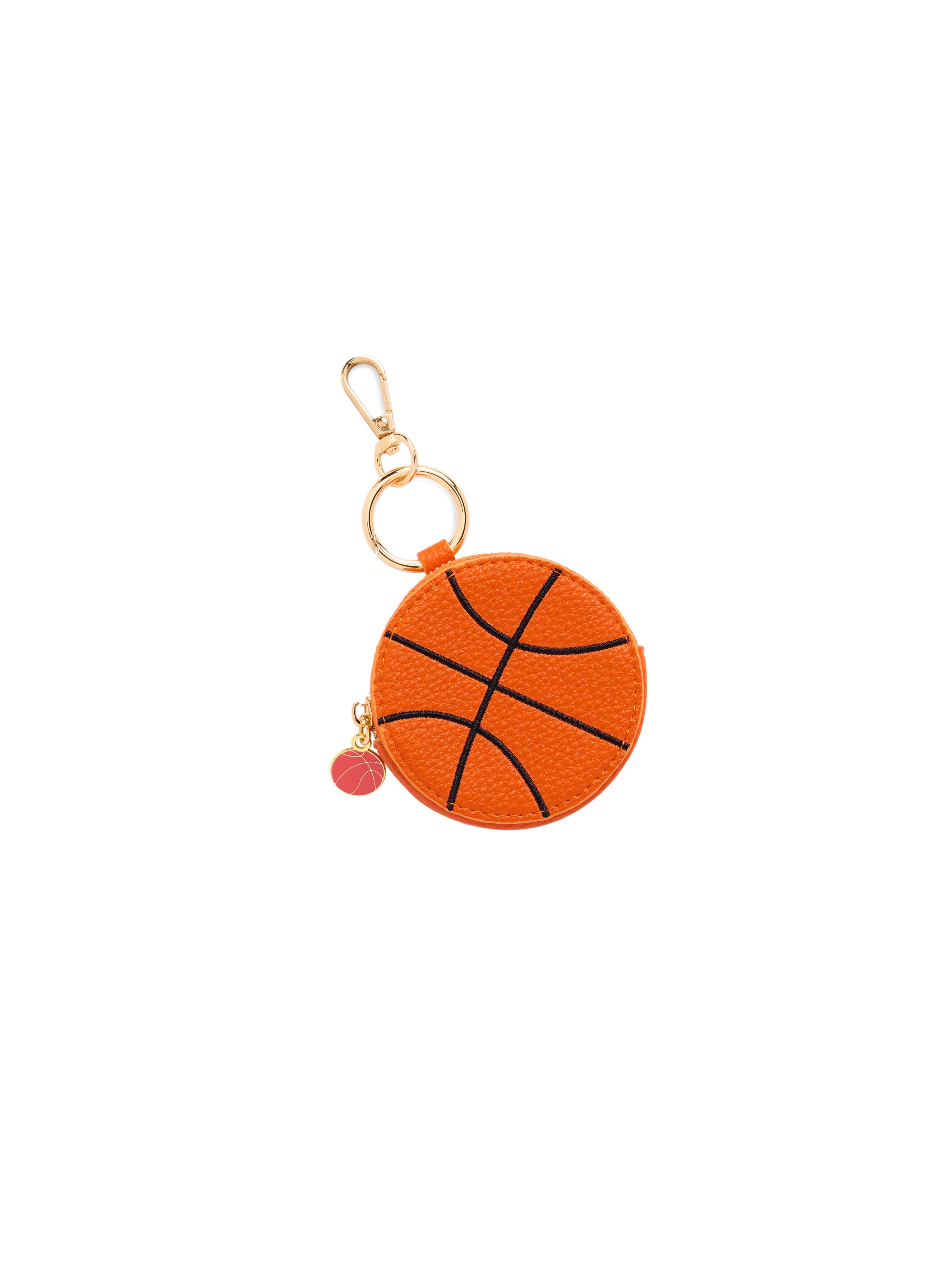Shiraleah Basketball Zip Pouch Bag Charm/Key Ring, Orange