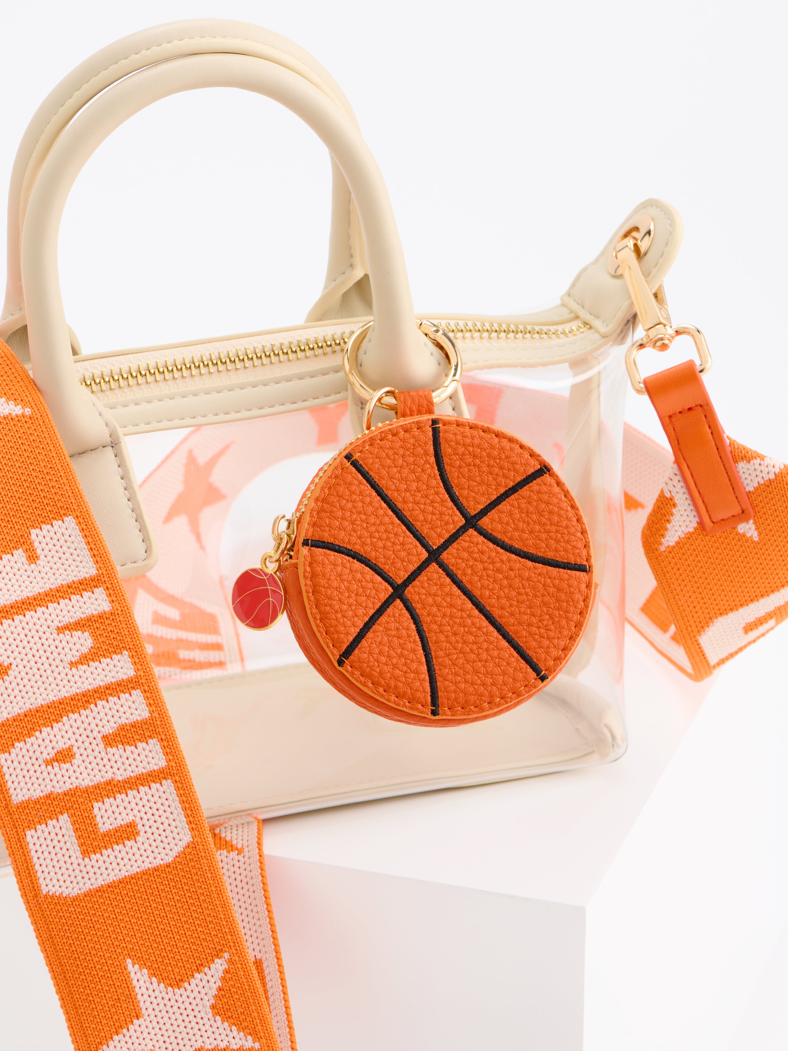 Shiraleah Basketball Zip Pouch Bag Charm/Key Ring, Orange