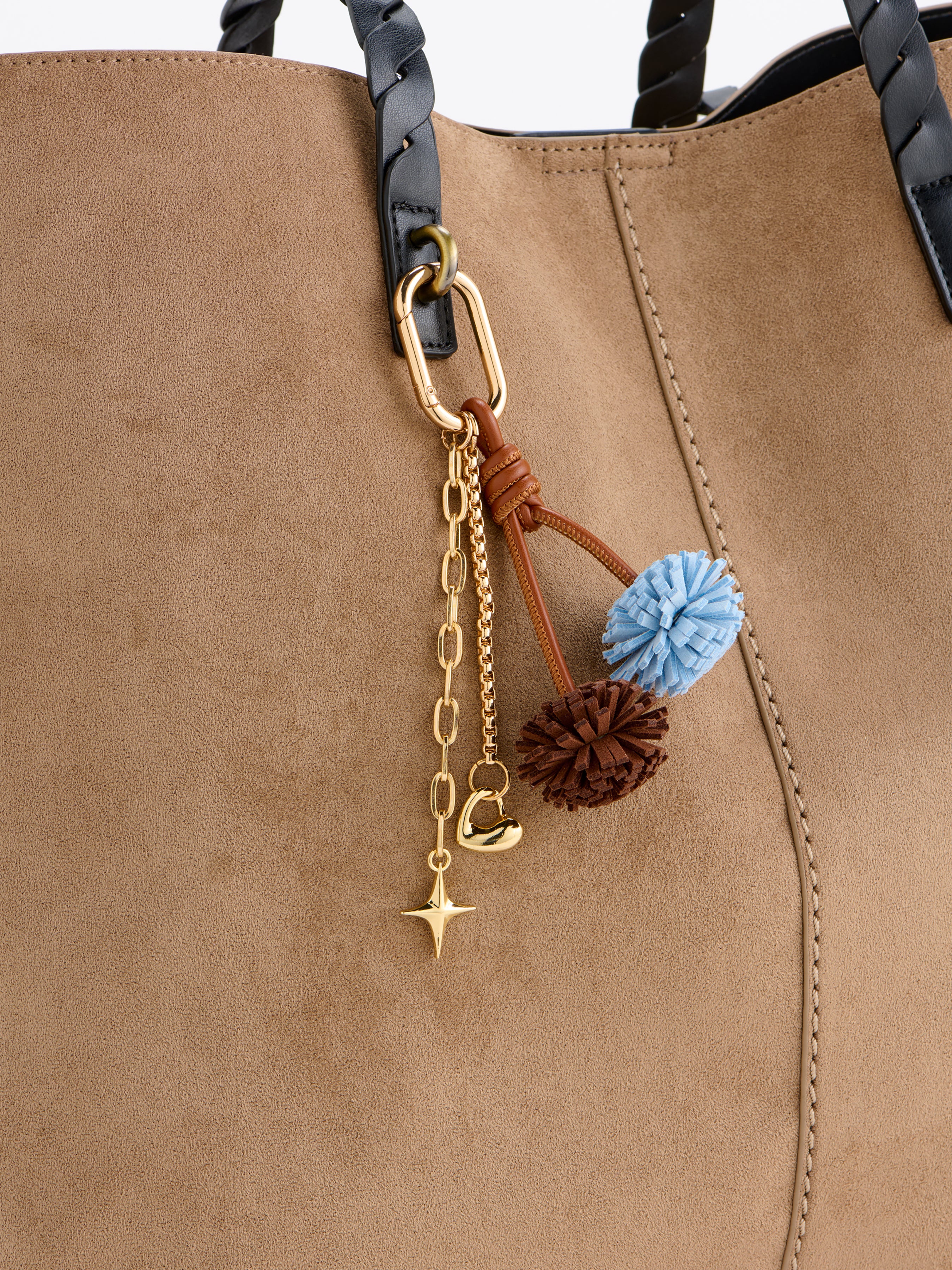 Shiraleah Pom Pom Bag Charm/Key Ring BROWN / OS