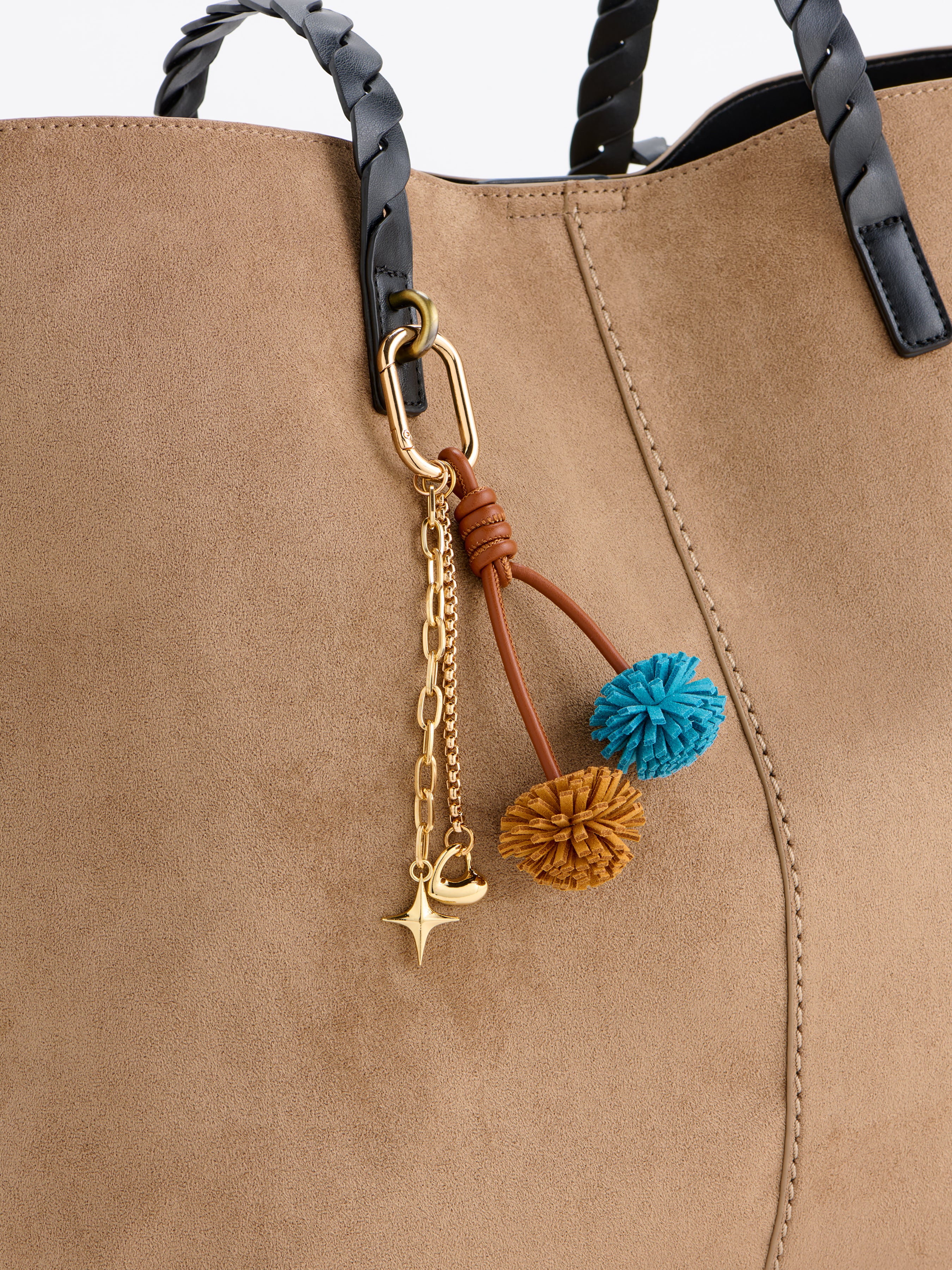 Shiraleah Pom Pom Bag Charm/Key Ring MUSTARD / OS