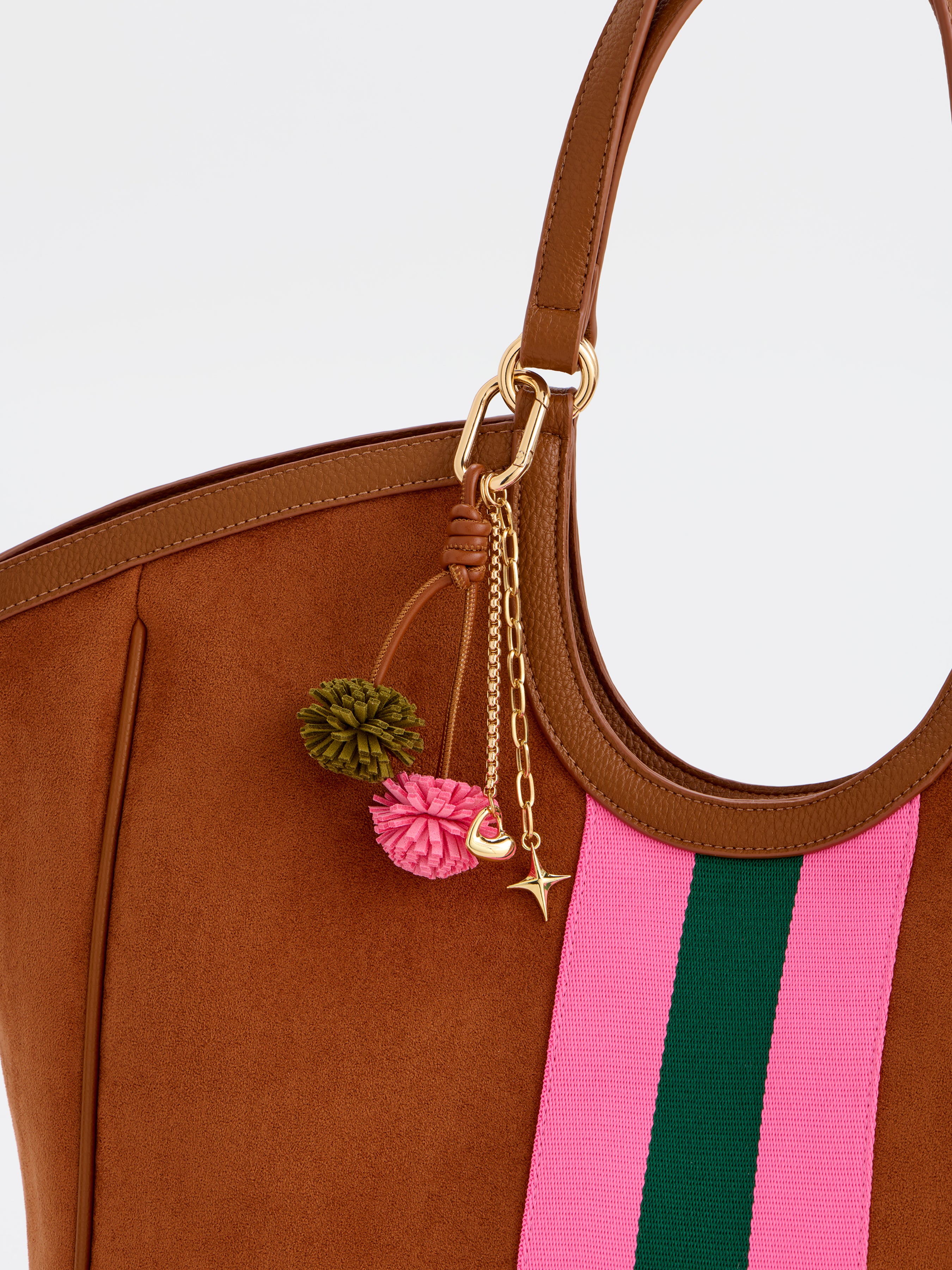 Shiraleah Pom Pom Bag Charm/Key Ring PINK / OS