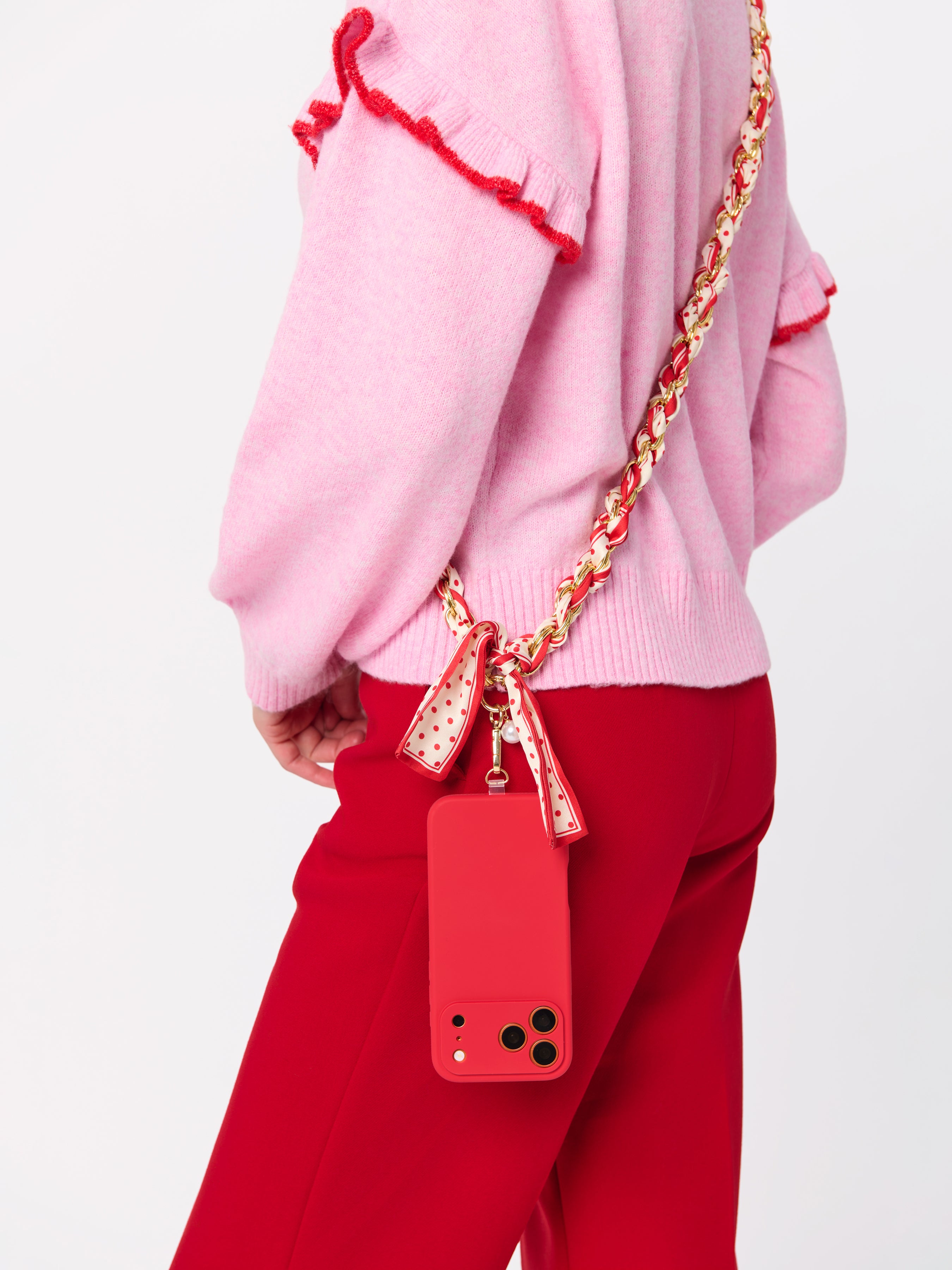 Shiraleah Dots Cross-Body Phone Chain RED / OS