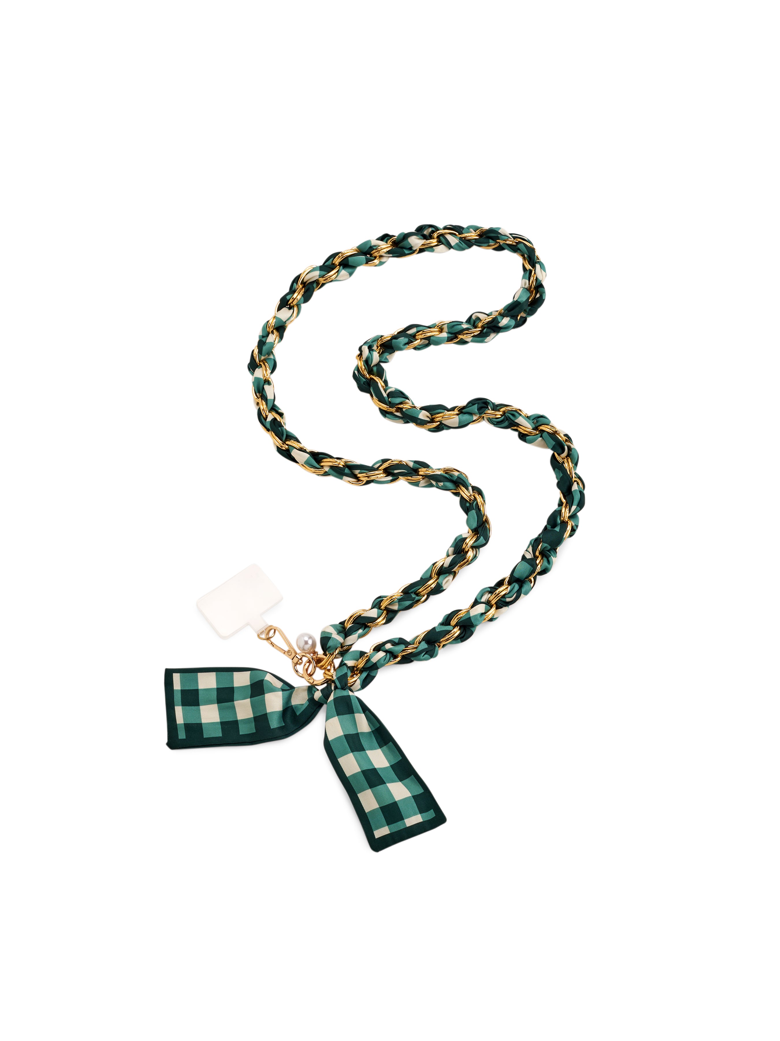 Shiraleah Gingham Cross-Body Phone Chain GREEN / OS