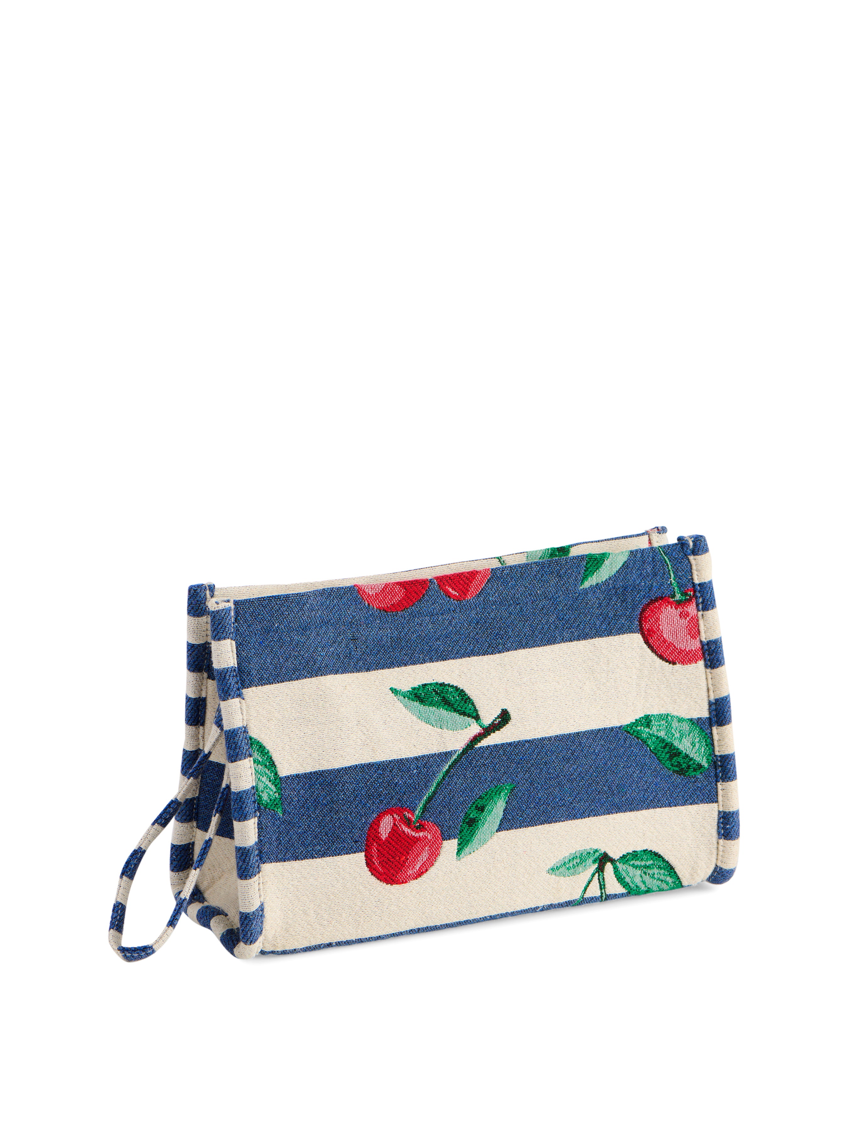 Shiraleah Cherry Stripe Jacquard Wristlet Pouch, Navy
