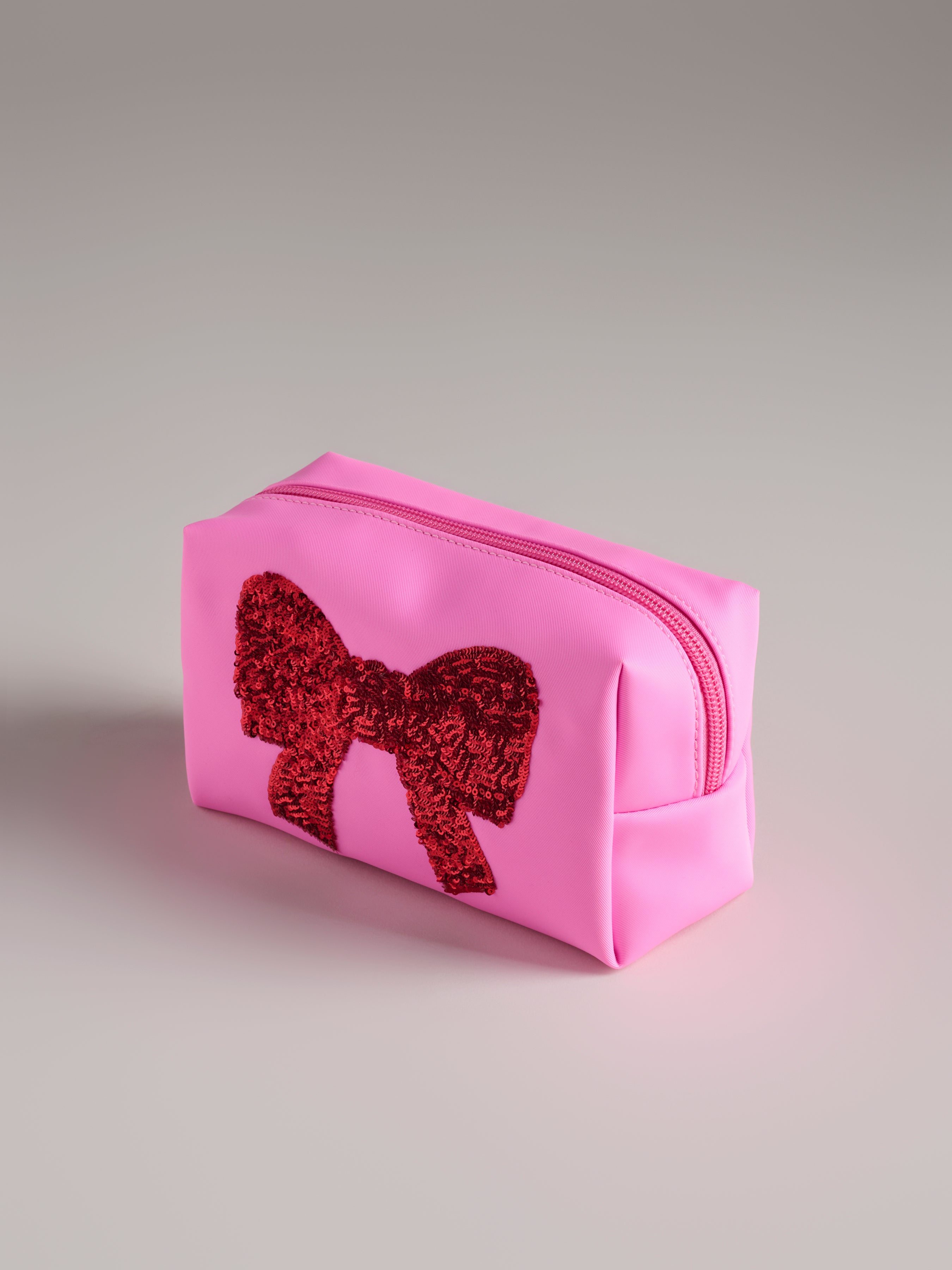 Shiraleah Cara Sequin Bow Zip Pouch, Pink