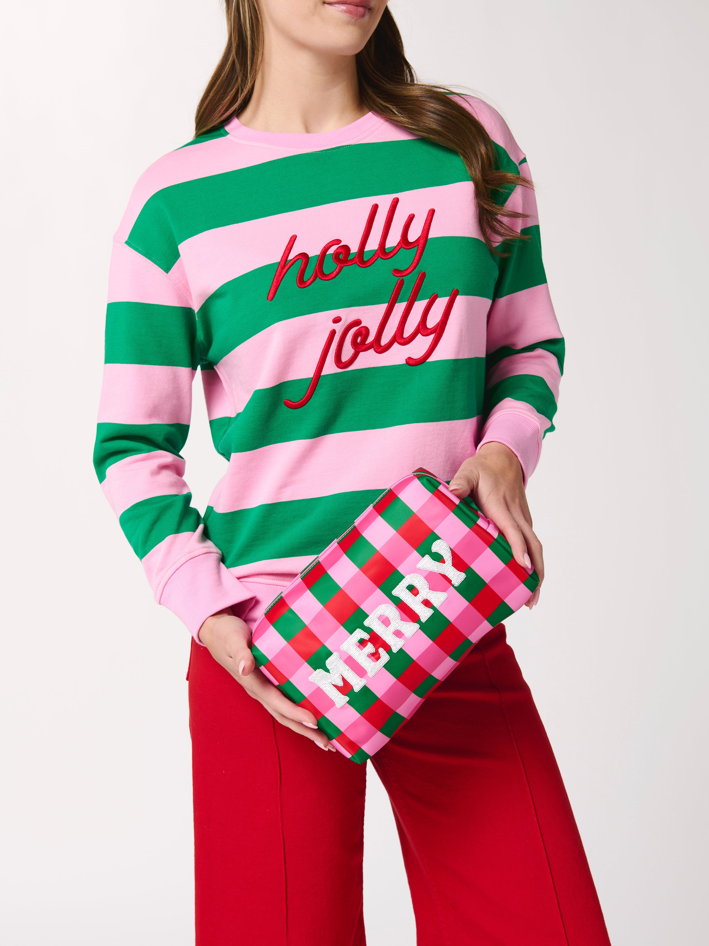 Shiraleah Cara Checkered "Merry" Zip Pouch, Multi