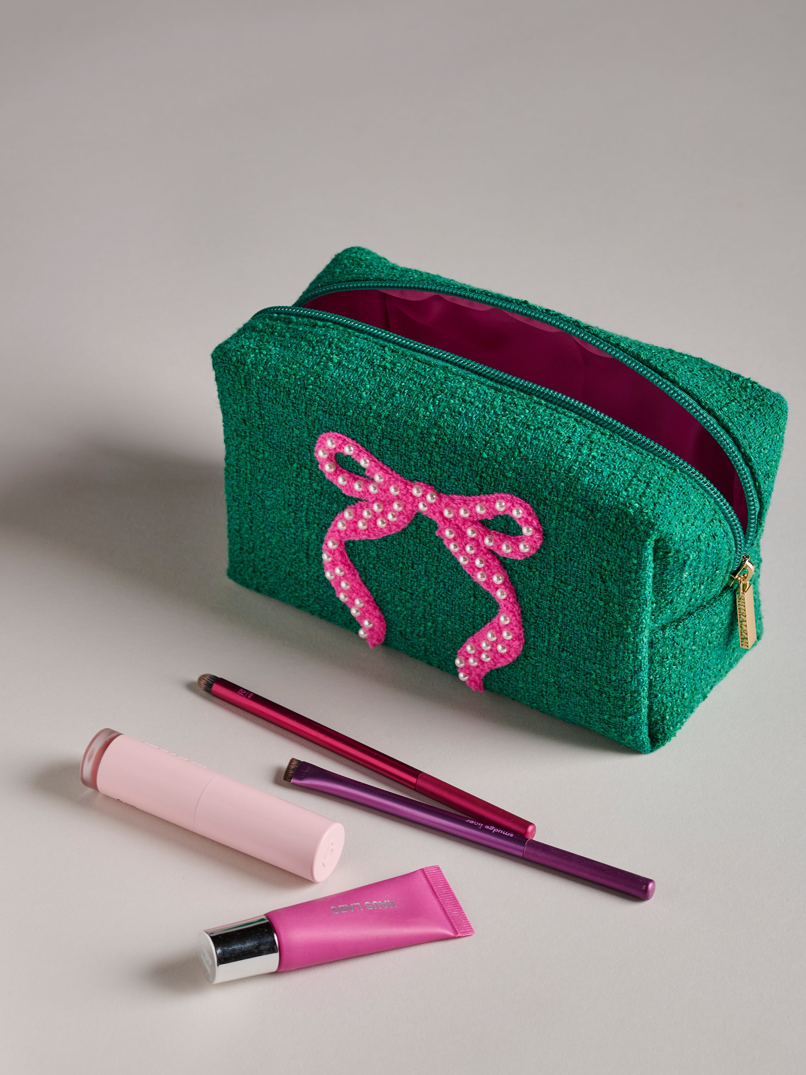 Shiraleah Mara Bow Small Zip Pouch, Green