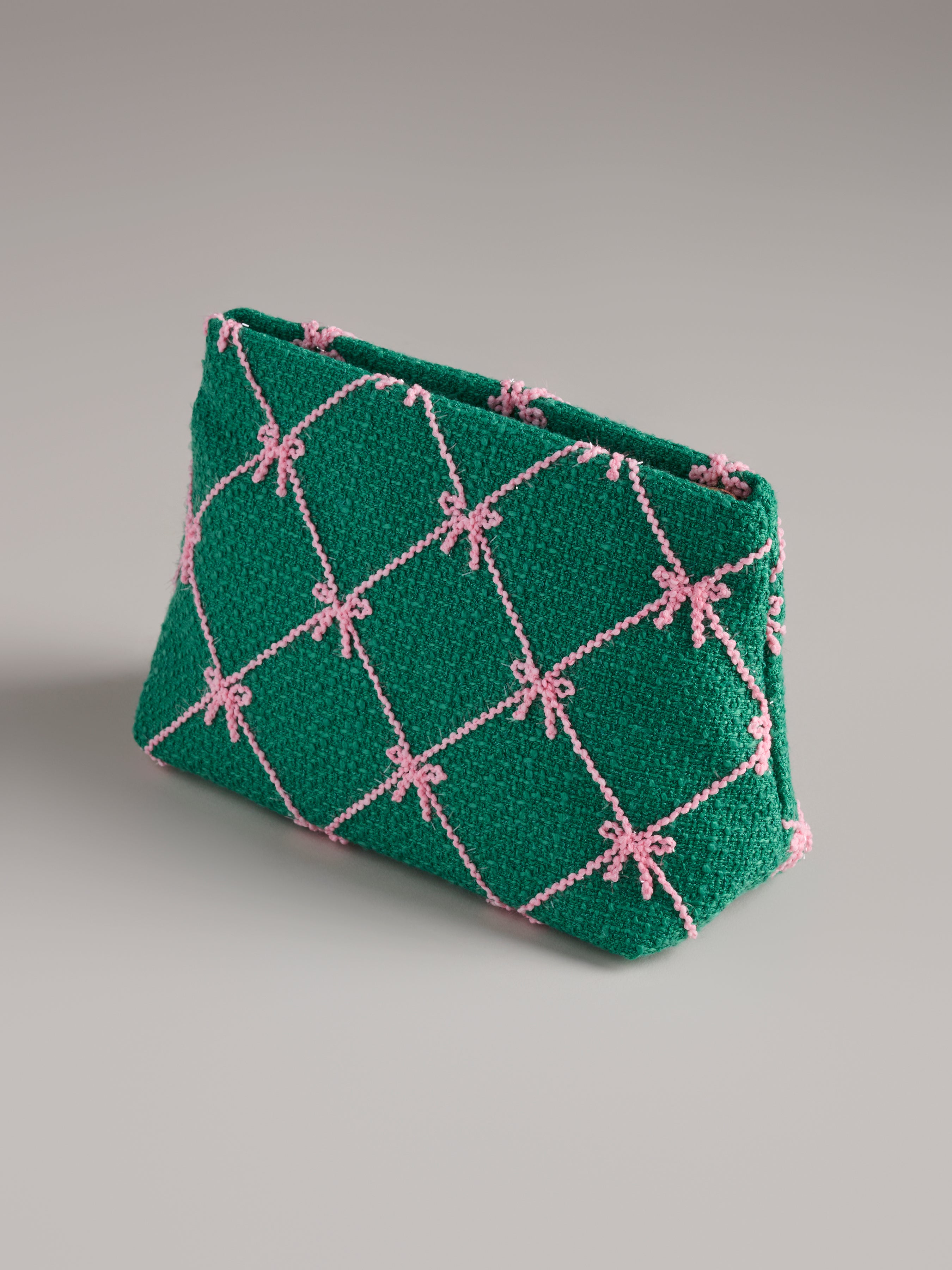 Shiraleah Tinsel Bow Zip Pouch GREEN