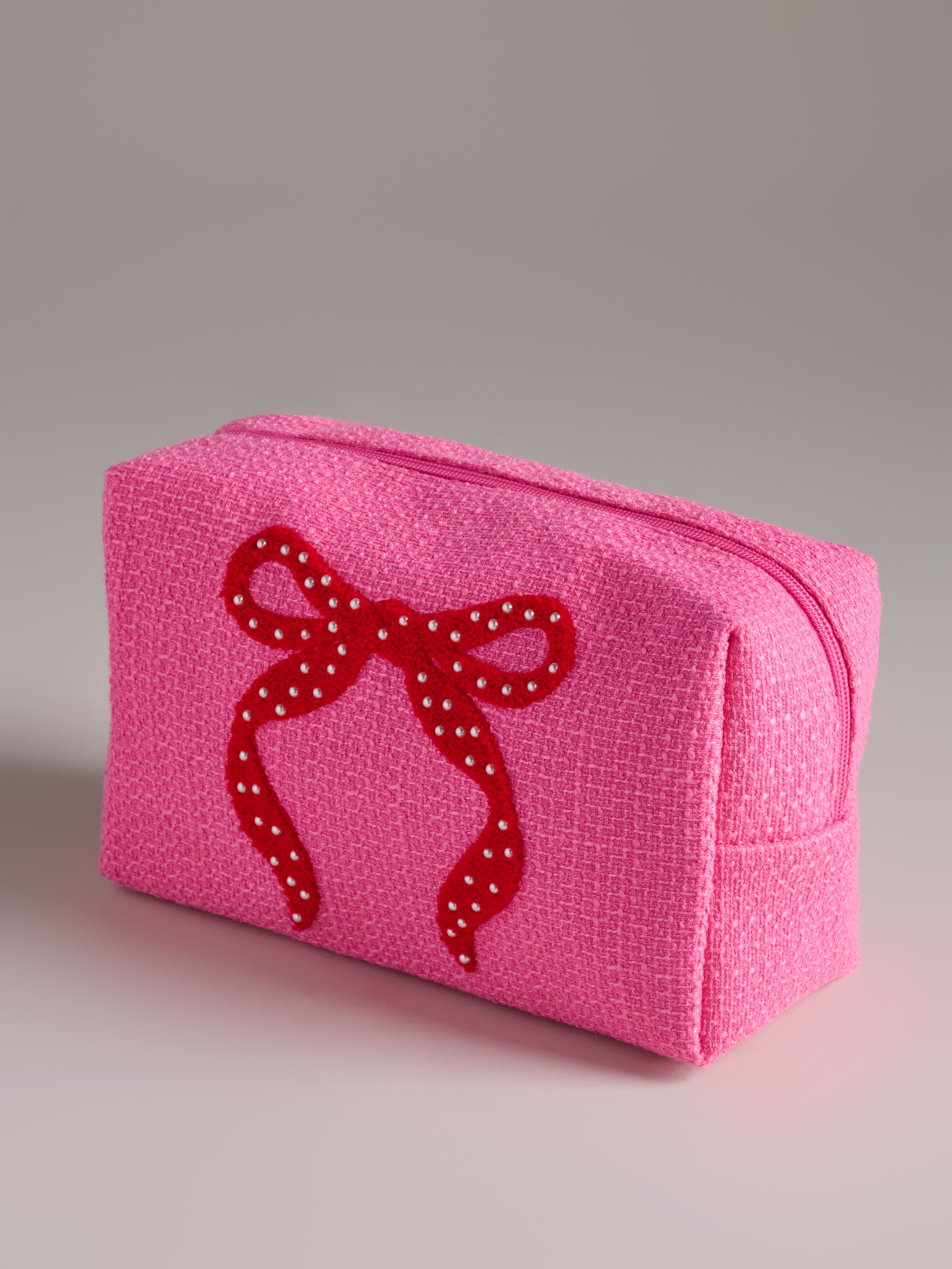 Shiraleah Mara Bow Large Zip Pouch, Pink