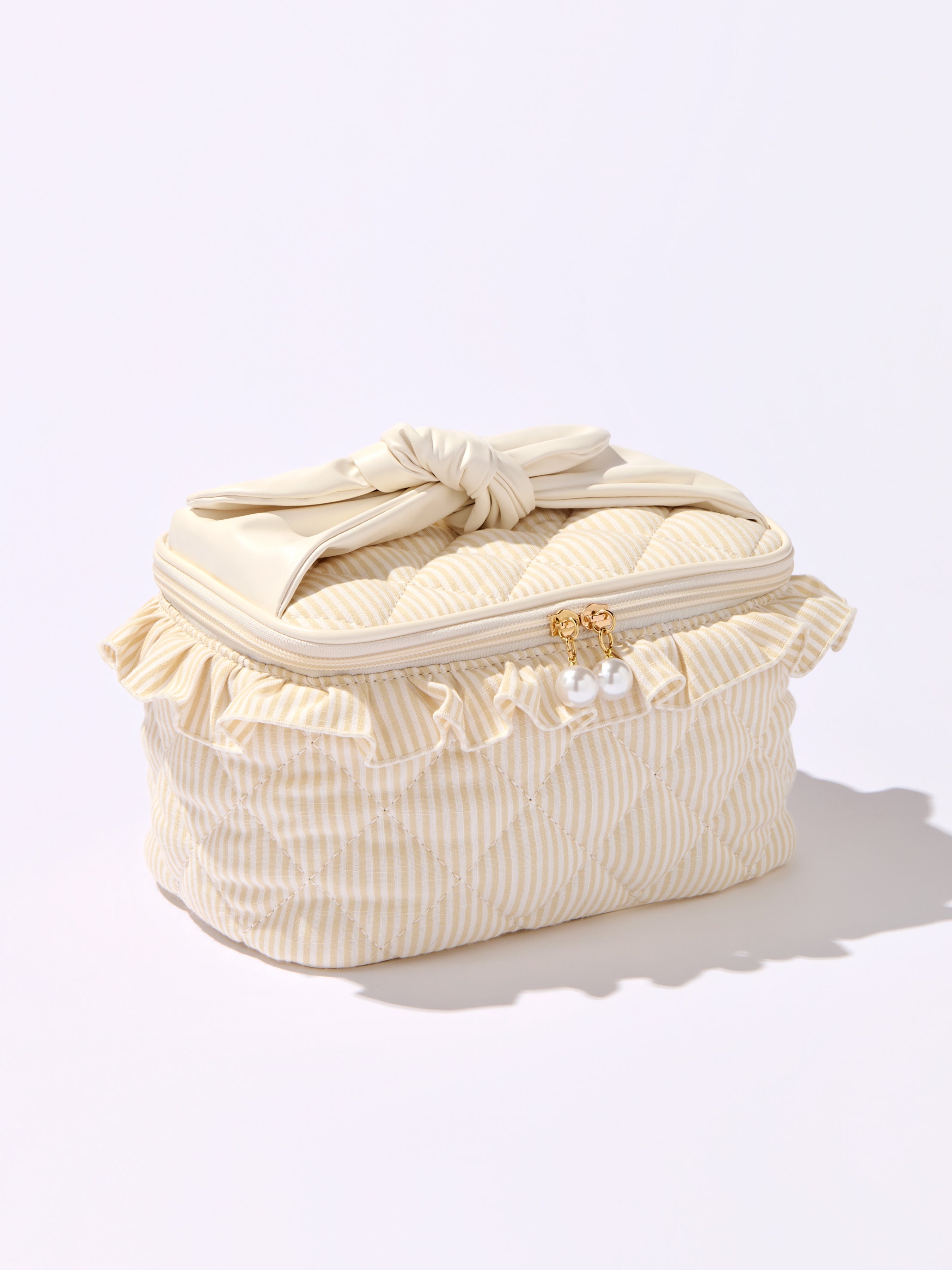 Shiraleah Ruffle Cosmetic Case, Beige
