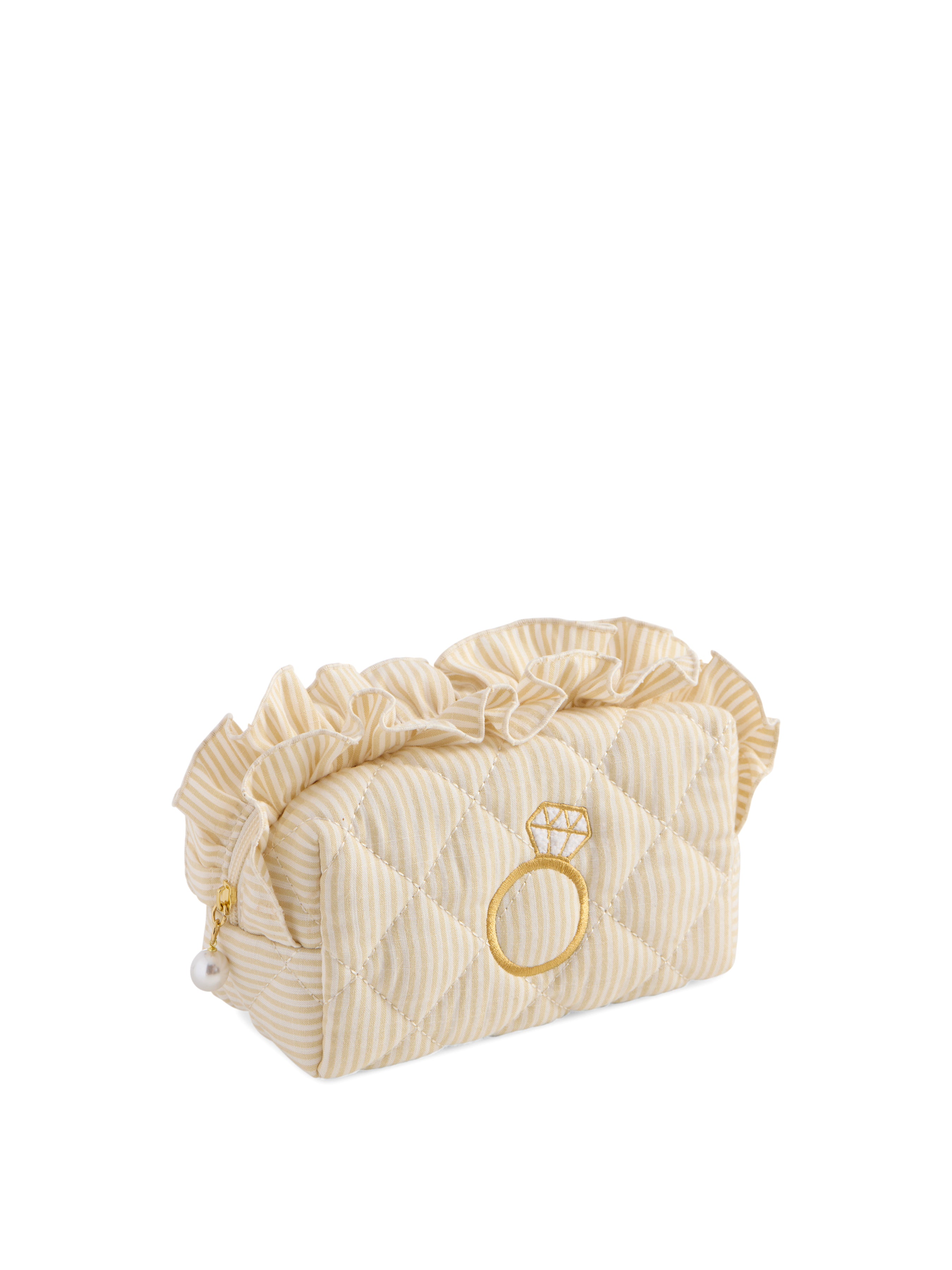 Shiraleah Ruffle Bling Small Zip Pouch, Beige