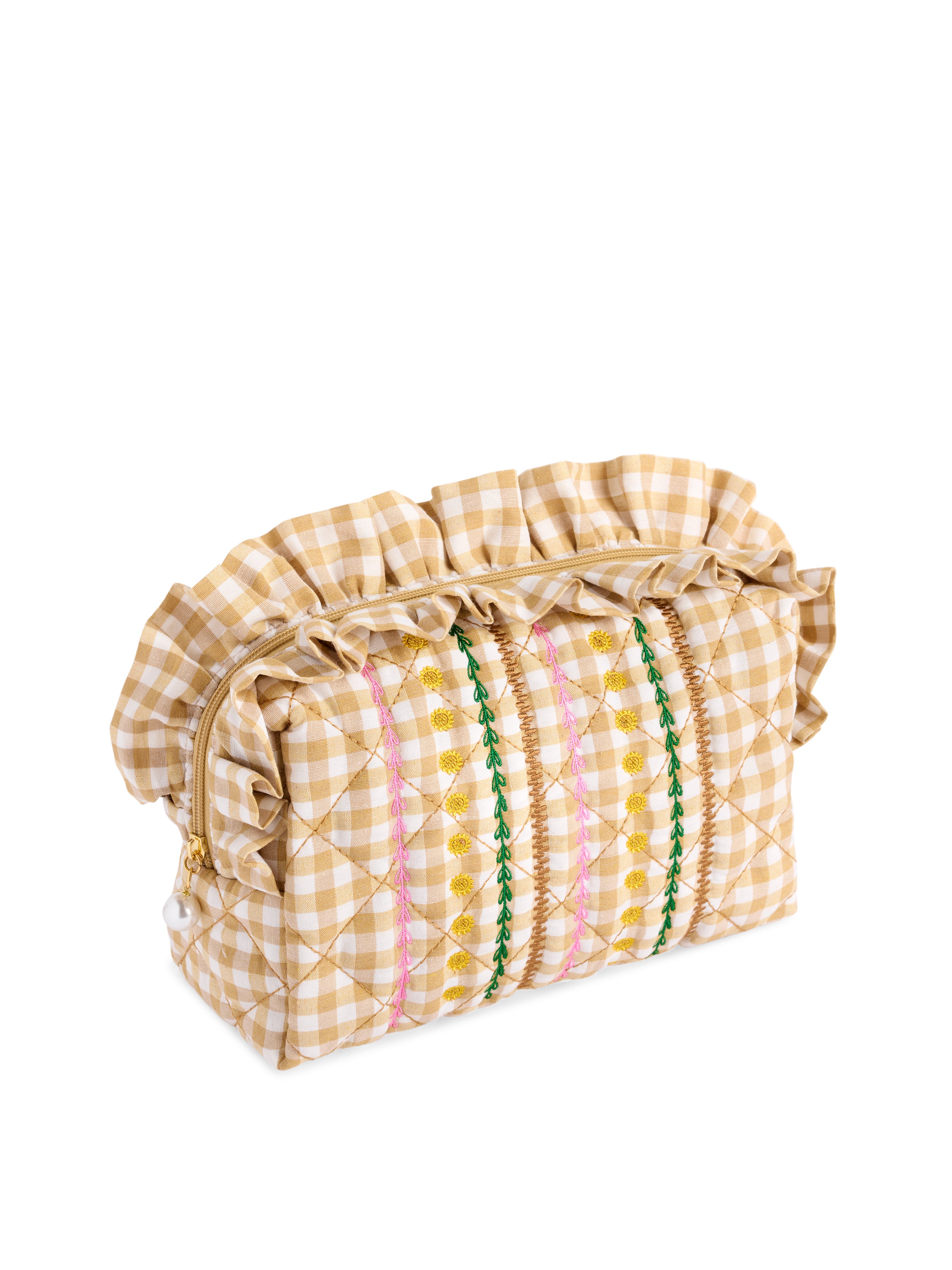 Shiraleah Sienna Quilted Large Zip Pouch BEIGE / OS