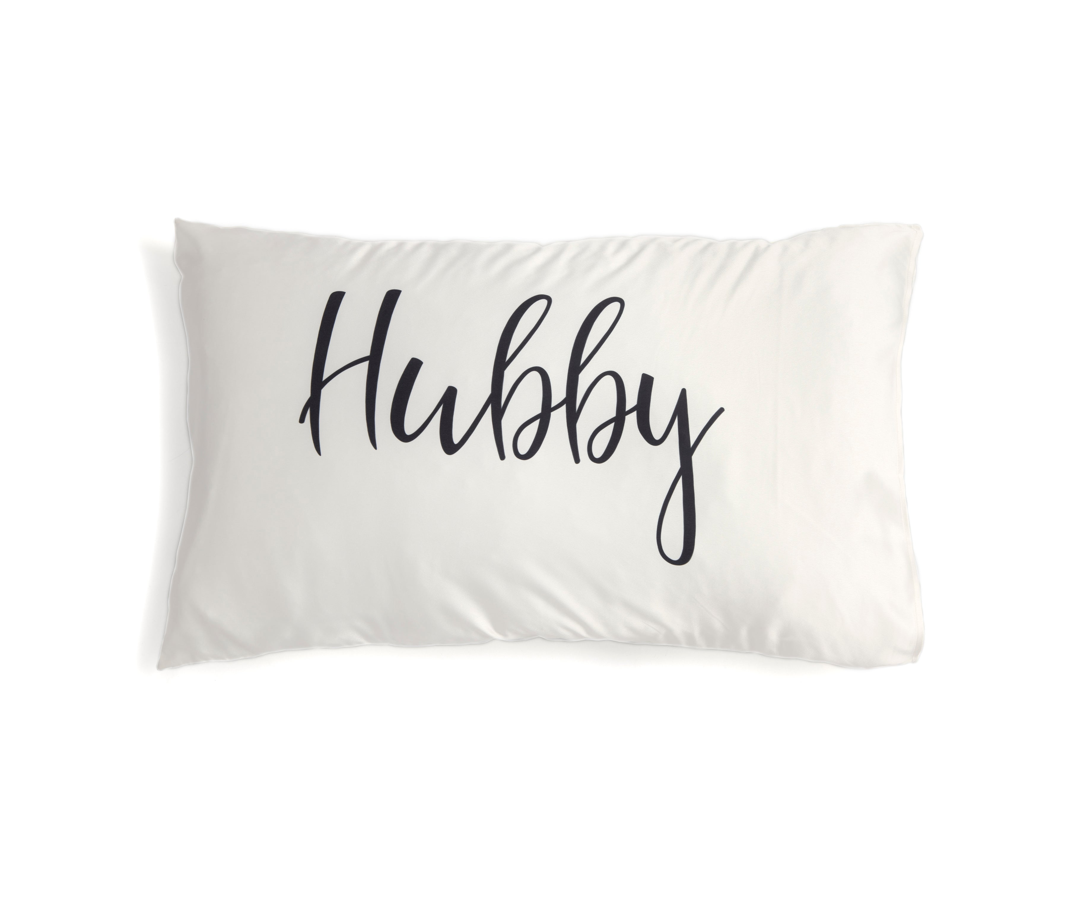 Shiraleah Set of 2 "Hubby/Wifey" Standard Pillow Cases, Ivory
