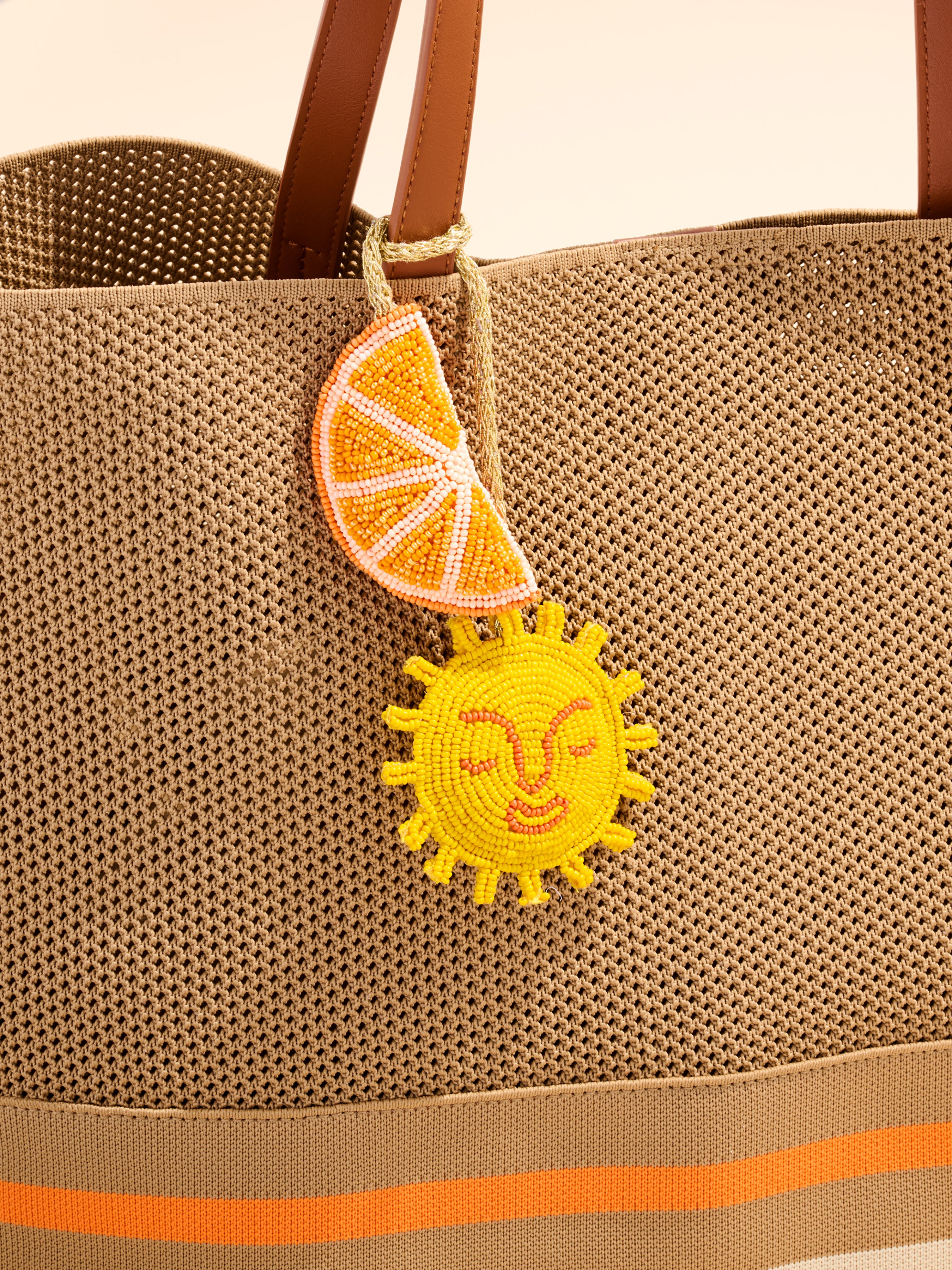 Shiraleah Orange/Sun Beaded Bag Charm, Multi