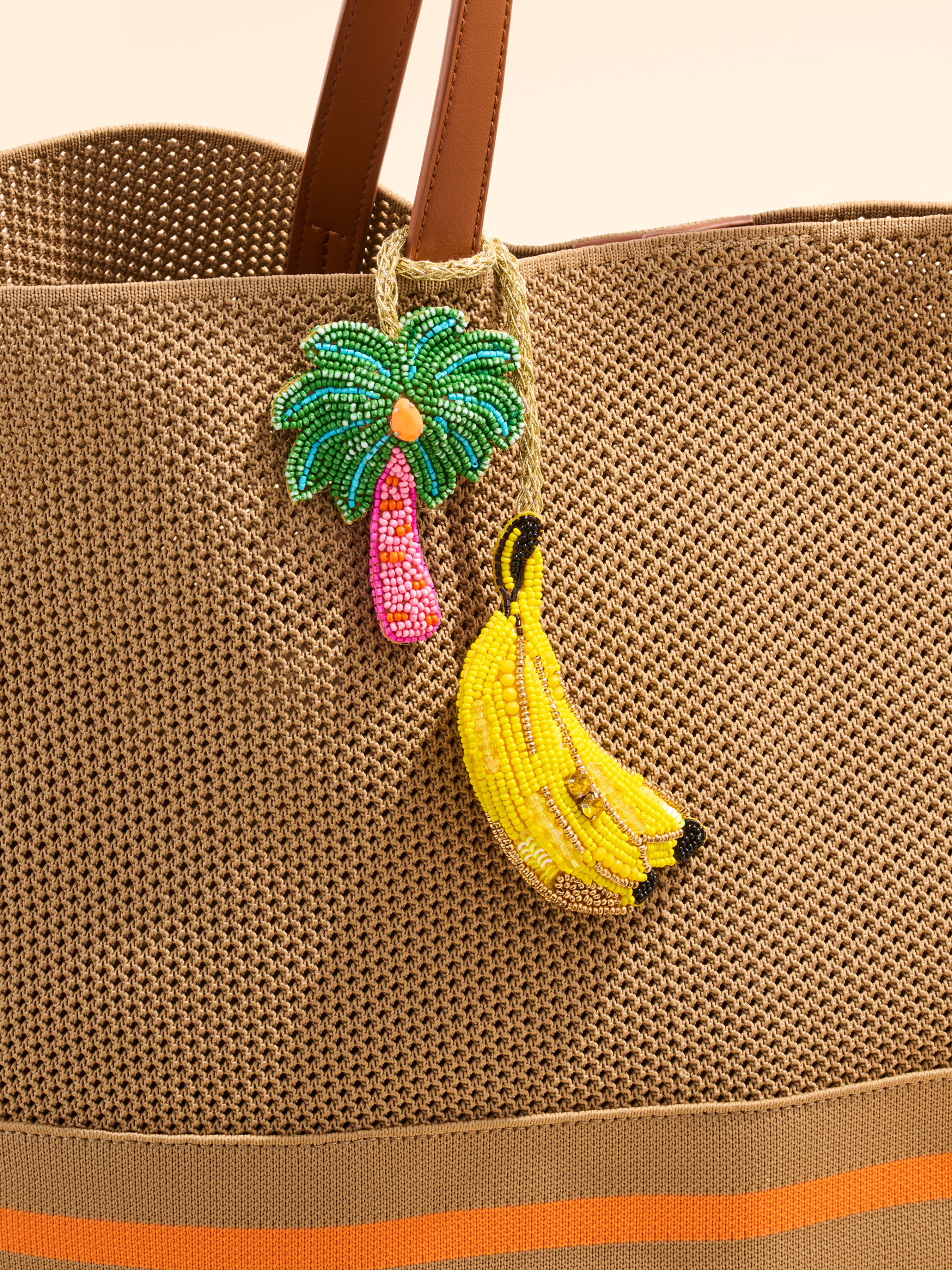 Shiraleah Banana/Palm Tree Beaded Bag Charm, Multi