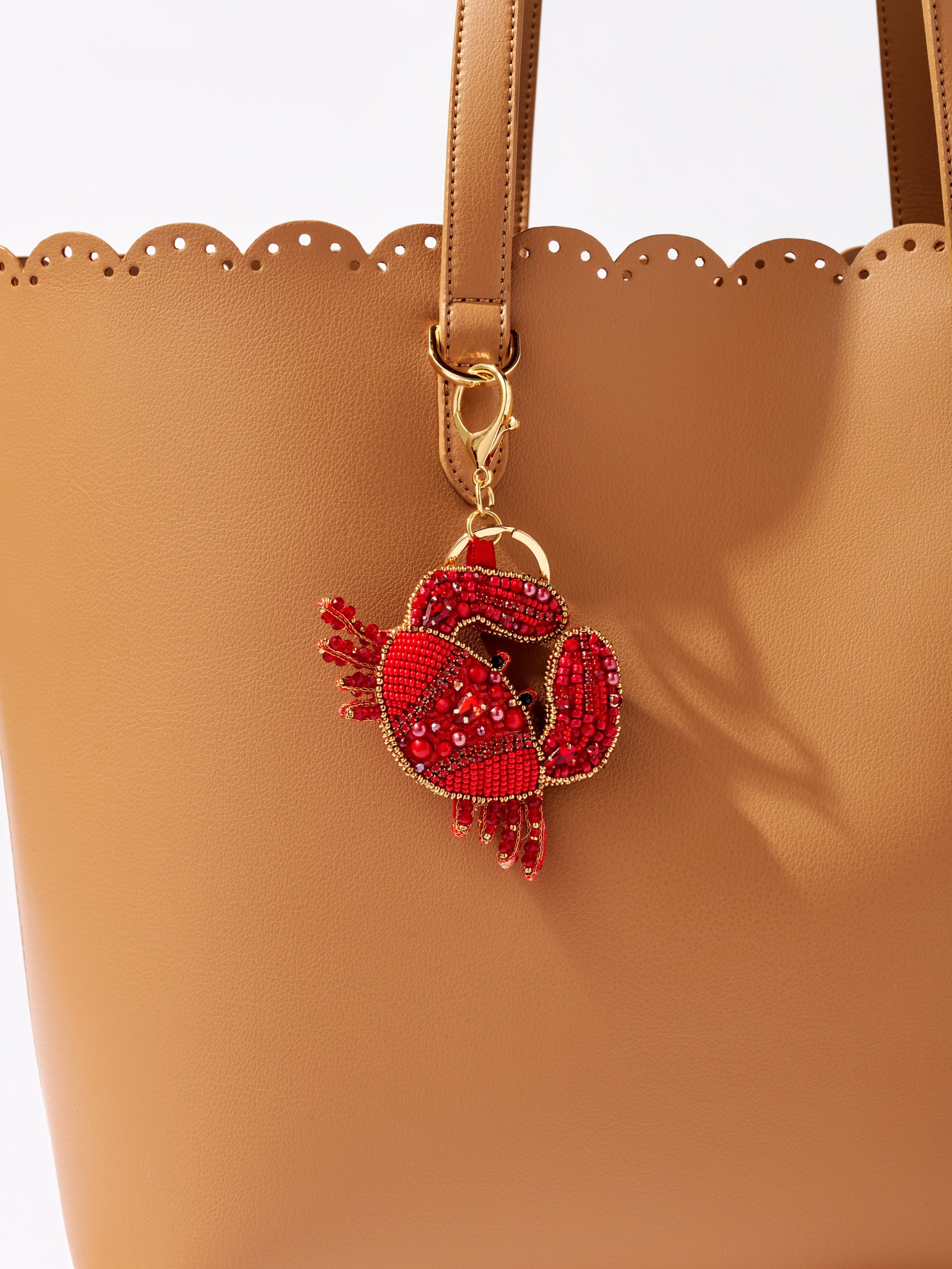 Shiraleah Crab Beaded Bag Charm/Key Ring, Red