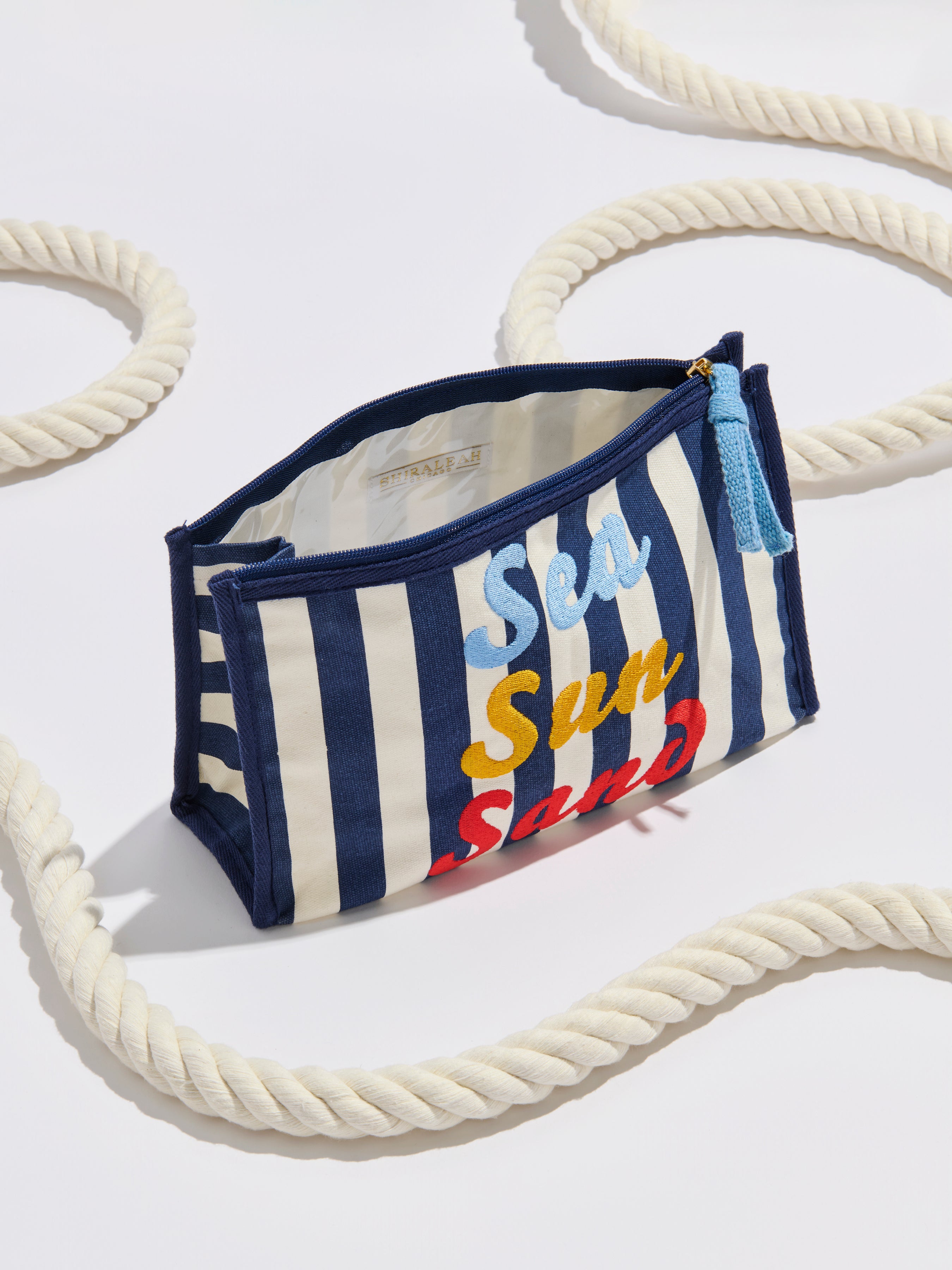 Shiraleah "Sea Sun Sand" Zip Pouch, Navy