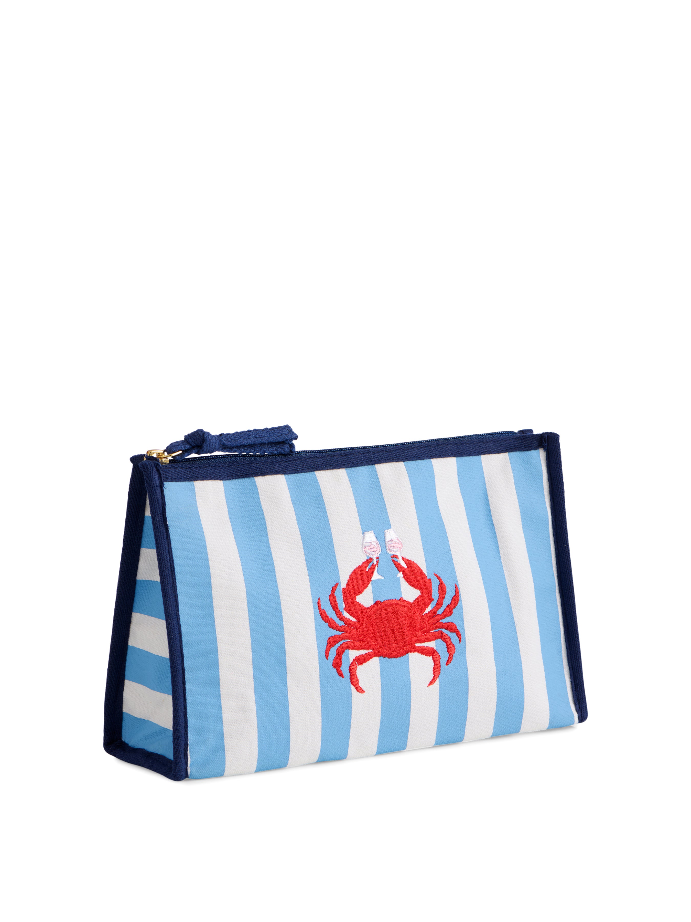 Shiraleah Crab & Rosé Zip Pouch, Blue