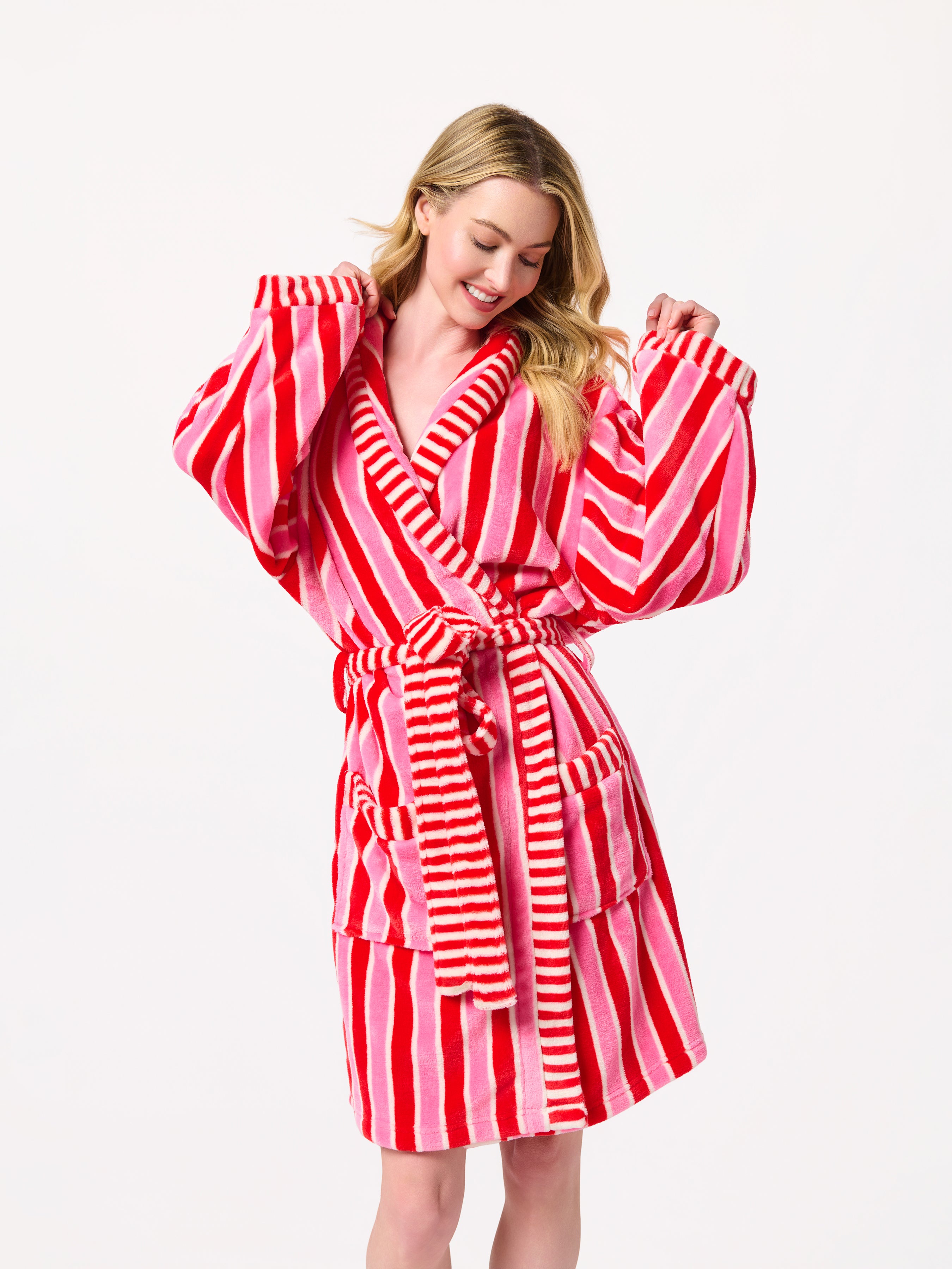 Shiraleah Holly Stripe Robe, Red RED / S/M