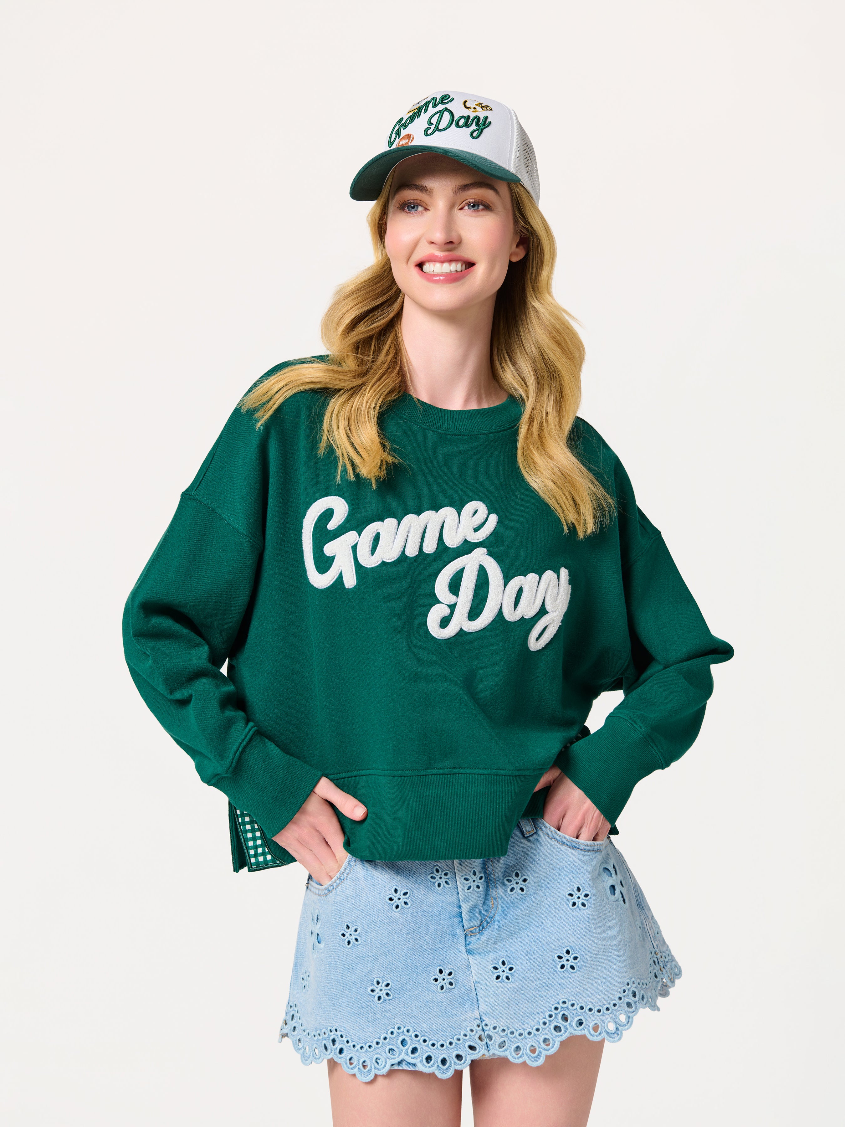 Shiraleah "Game Day" Relaxed Sweatshirt, Green GREEN / EXTRA SMALL