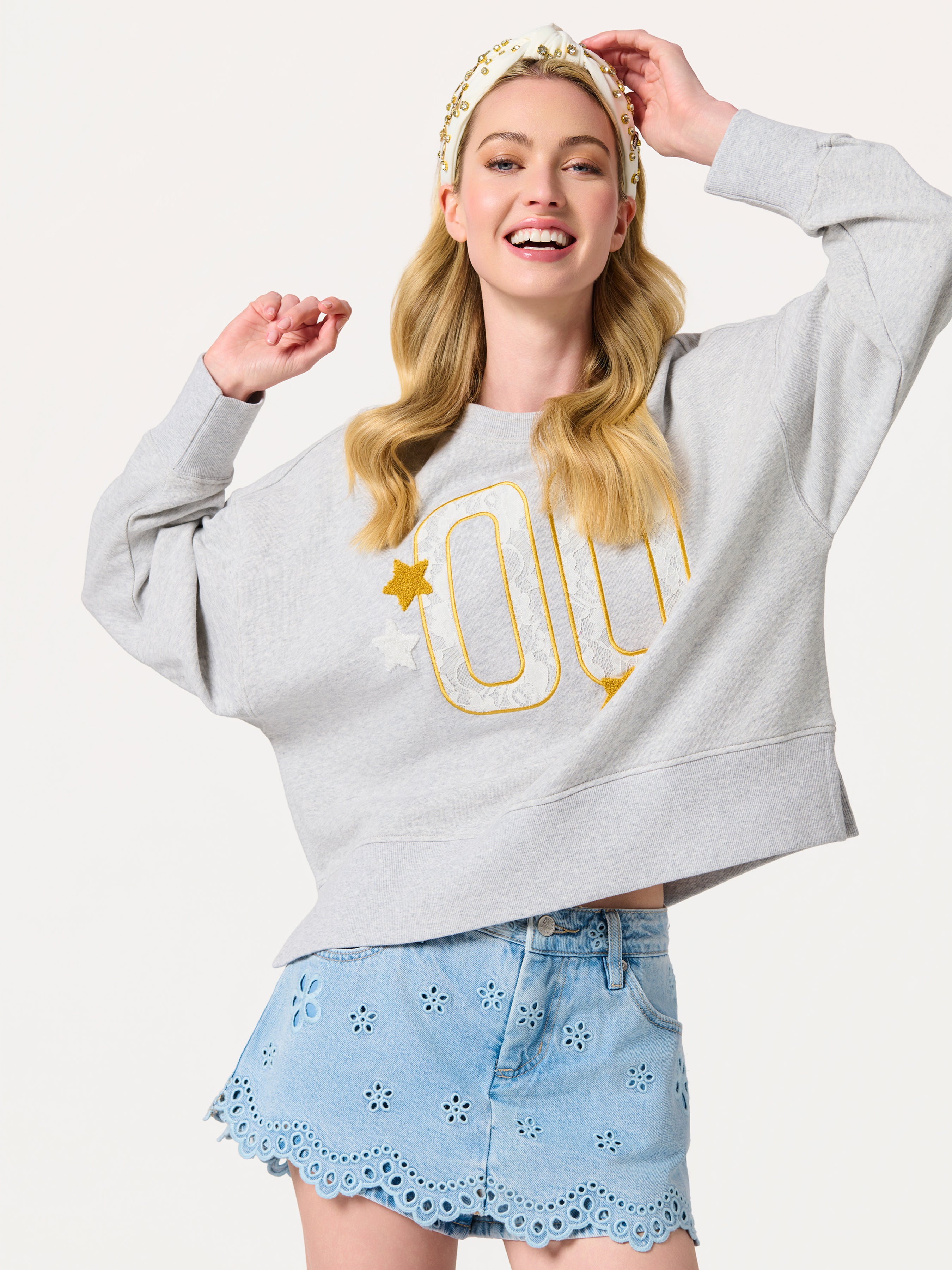 Shiraleah "00" Varsity Relaxed Sweatshirt, Grey GREY / EXTRA SMALL
