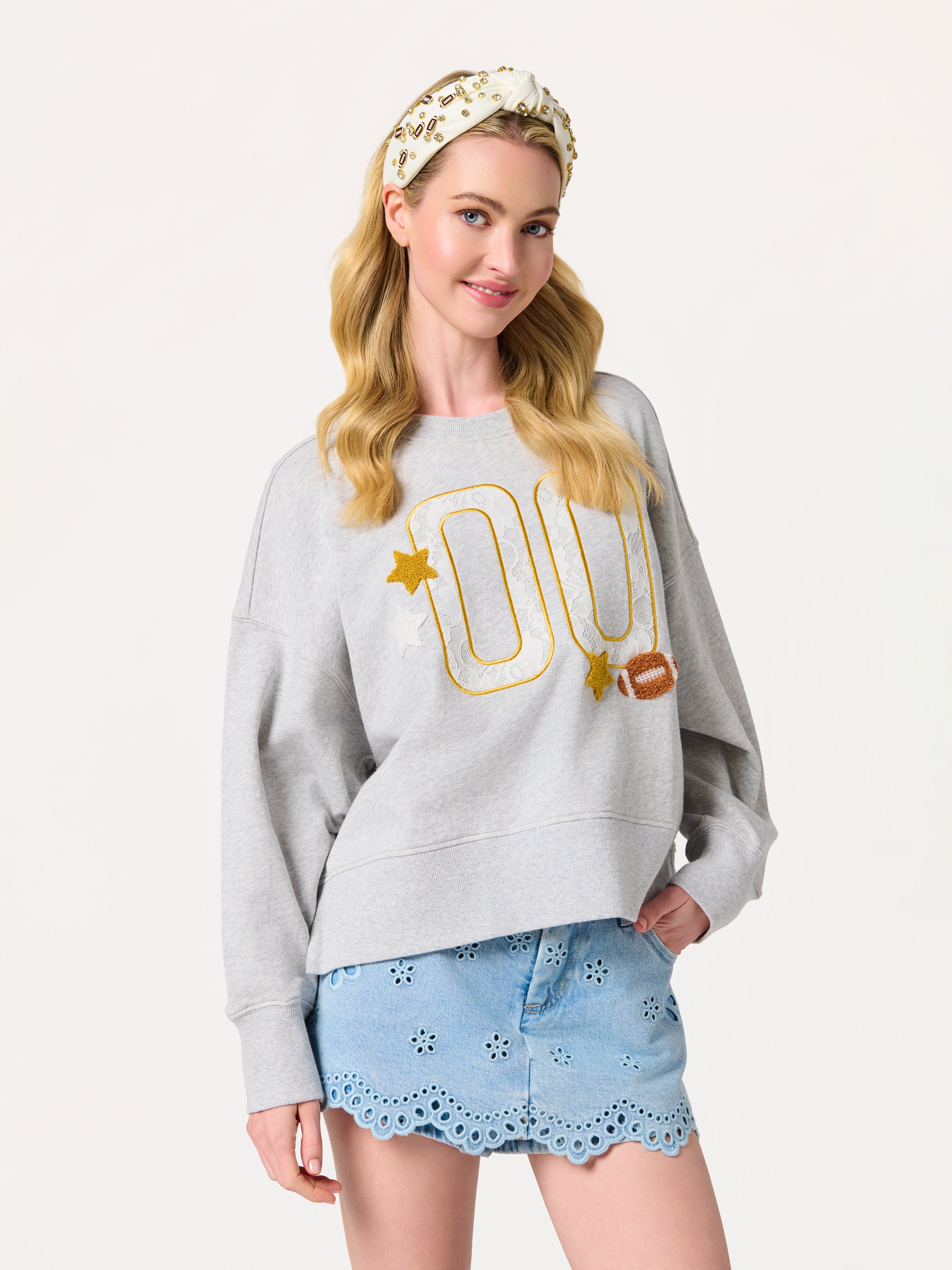 Shiraleah "00" Varsity Relaxed Sweatshirt, Grey GREY / EXTRA SMALL