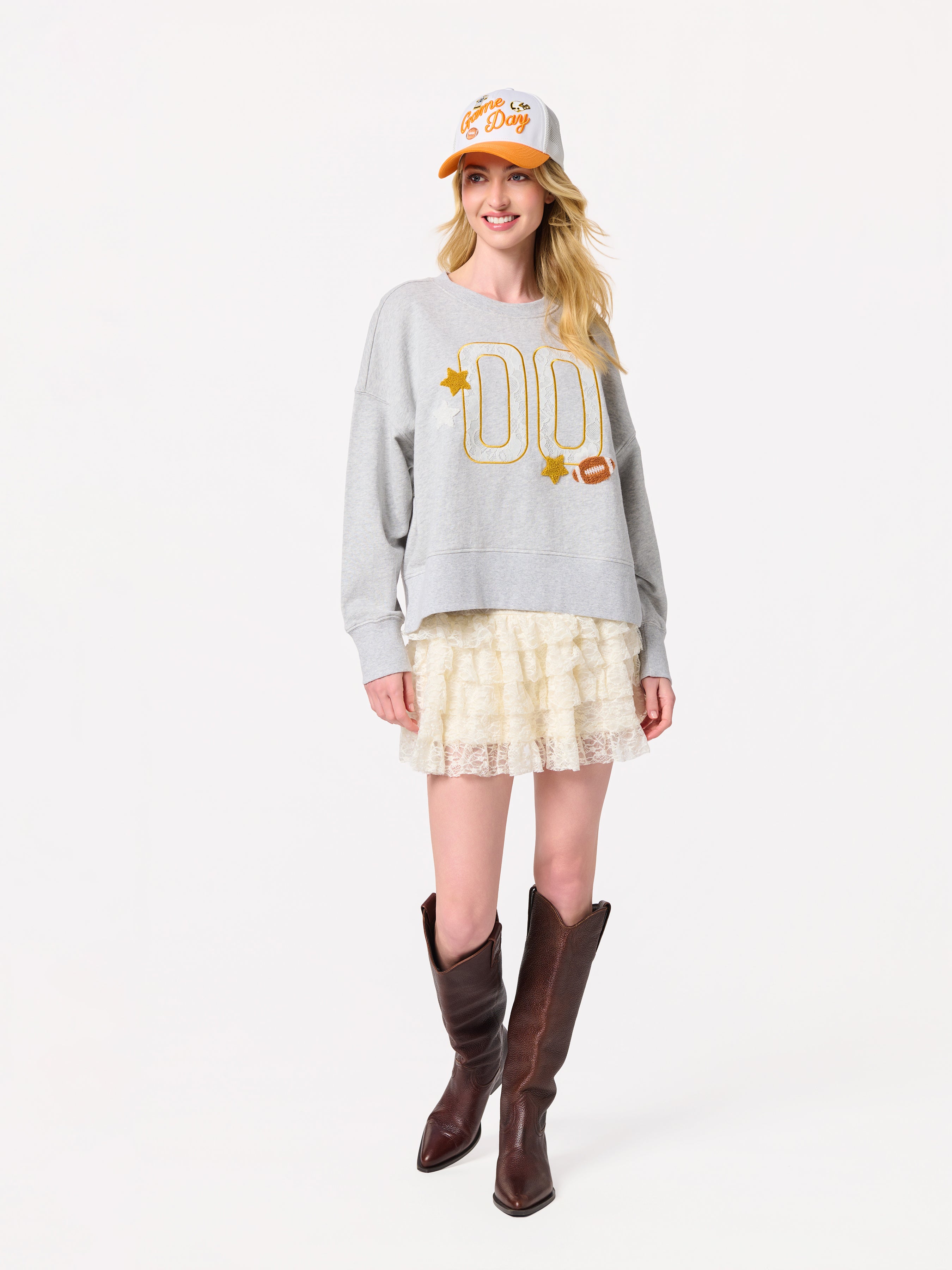 Shiraleah "00" Varsity Relaxed Sweatshirt, Grey GREY / EXTRA SMALL