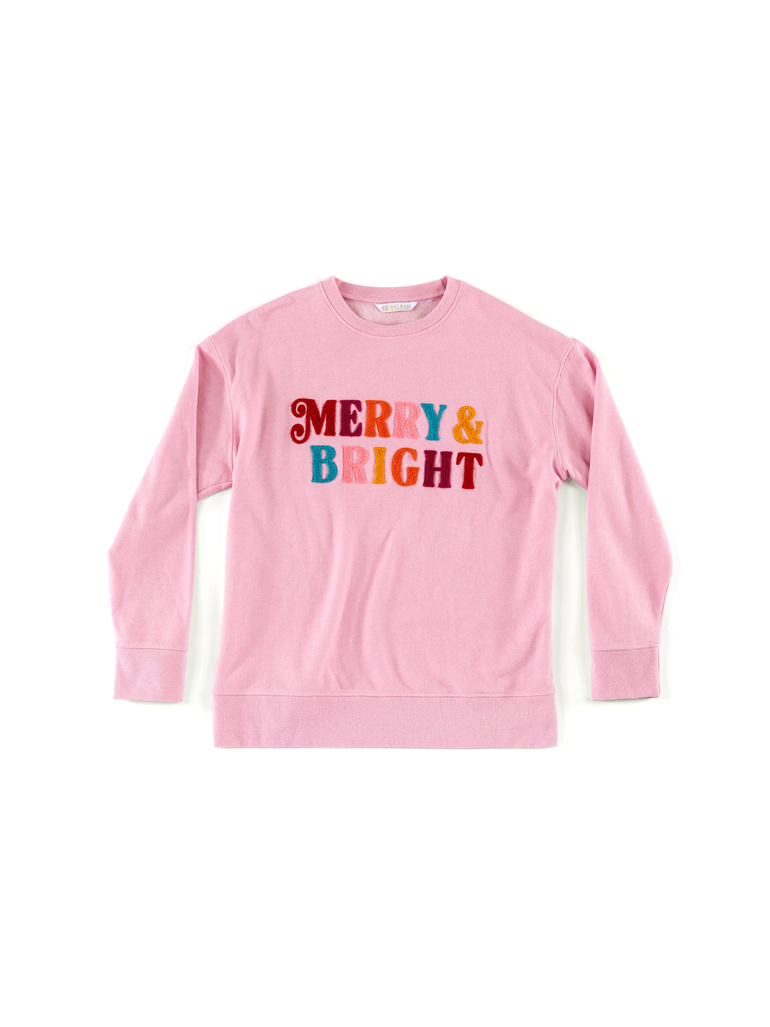 Shiraleah "Merry & Bright" Holiday Sweatshirt, Pink