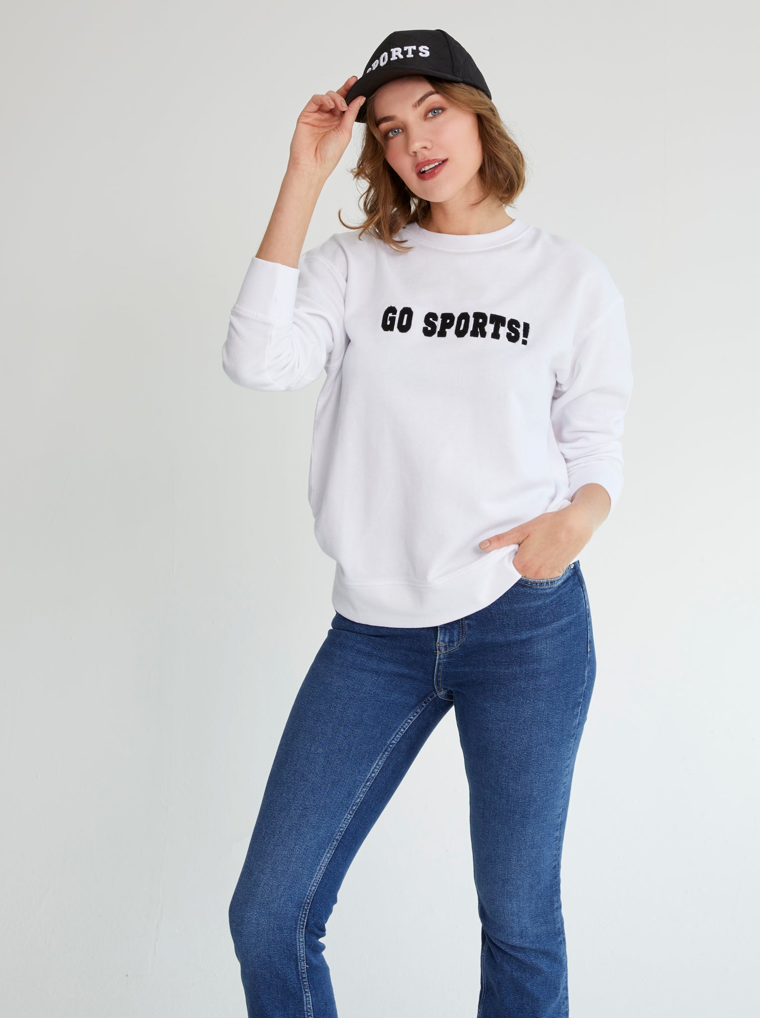 Assorted Set Of 6 "Go Sports!" Sweatshirts, White