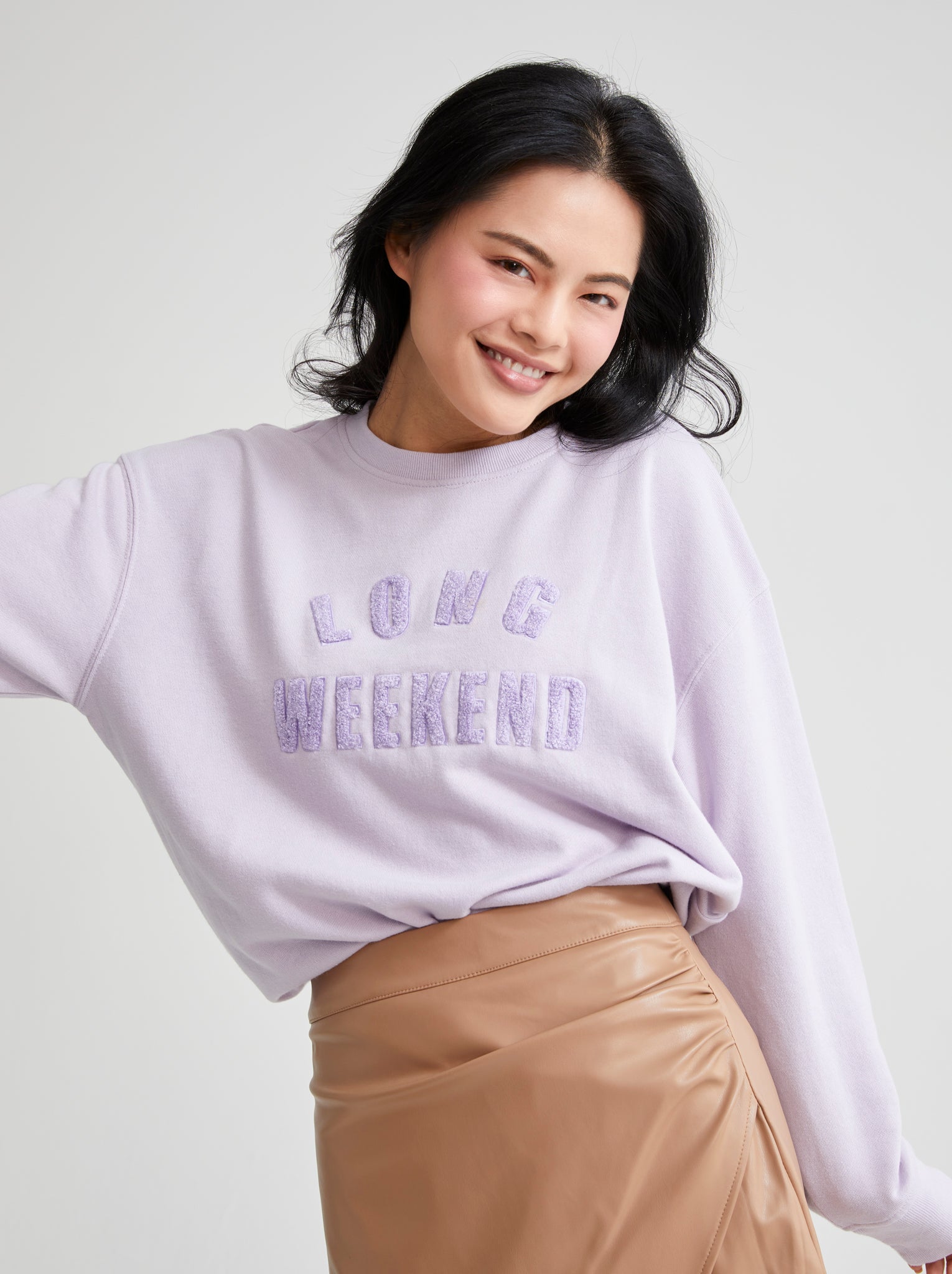 Assorted Set Of 6 "Long Weekend" Sweatshirts, Lilac