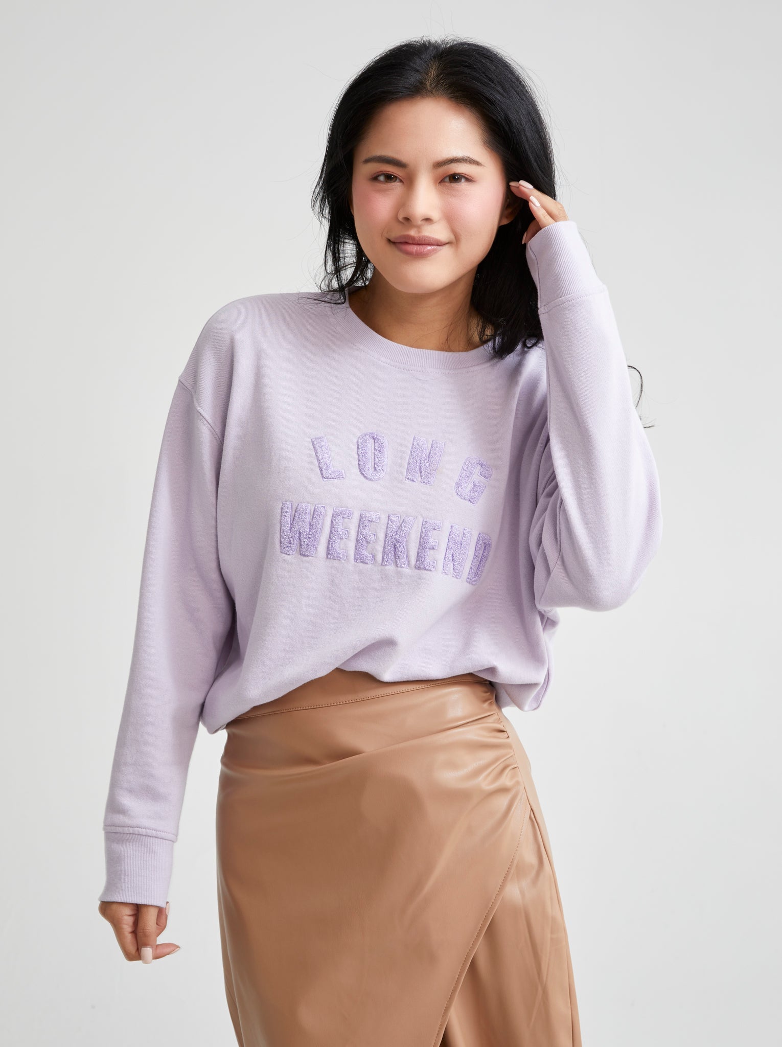 Assorted Set Of 6 "Long Weekend" Sweatshirts, Lilac