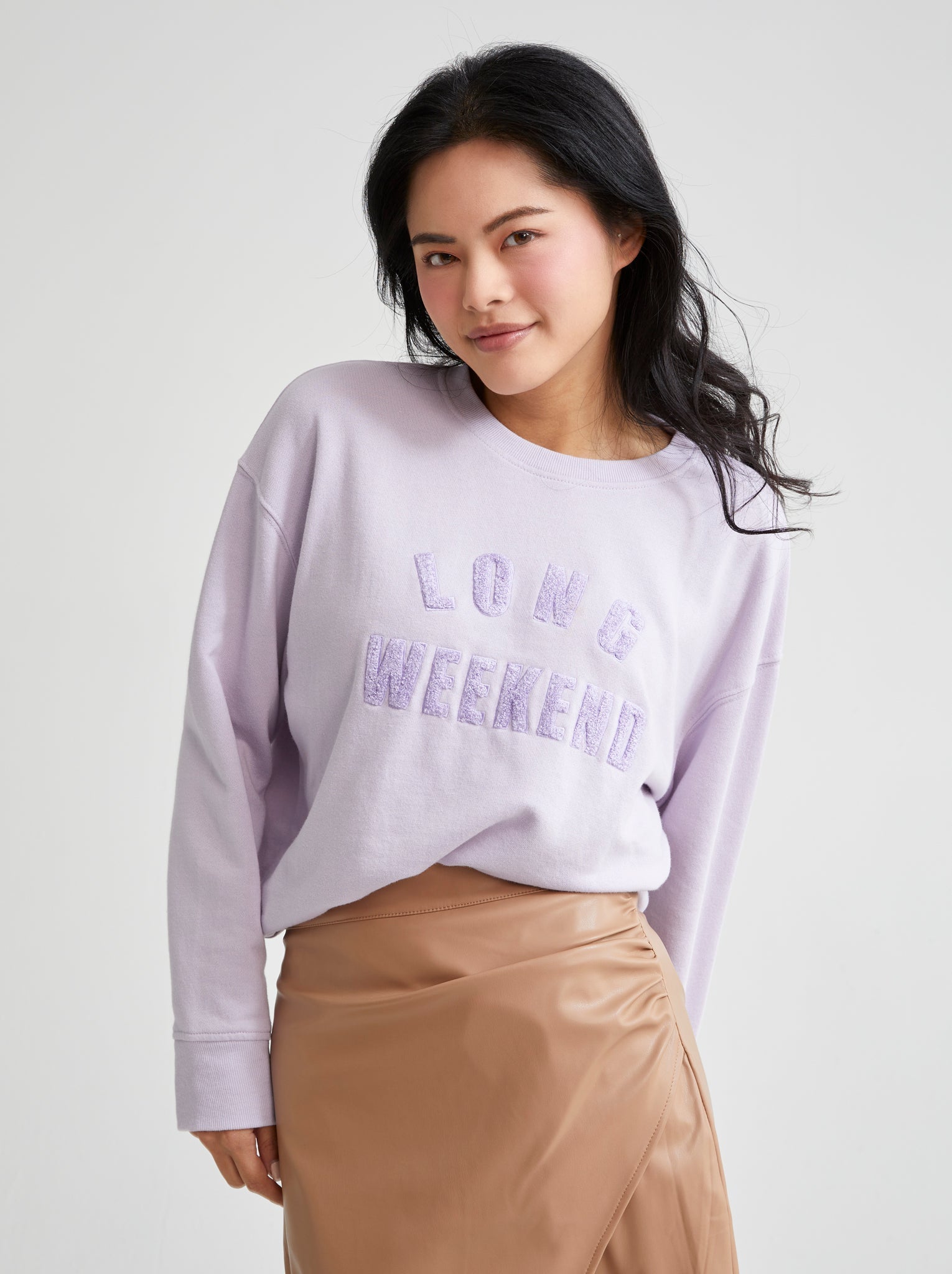 Assorted Set Of 6 "Long Weekend" Sweatshirts, Lilac