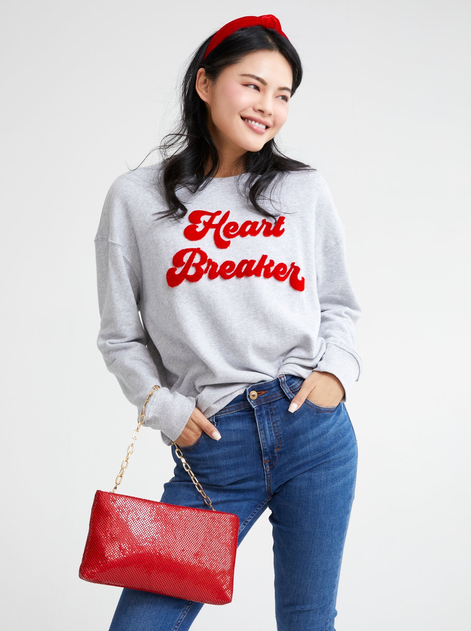 Assorted Set Of 6 "Heart Breaker" Sweatshirts, Grey
