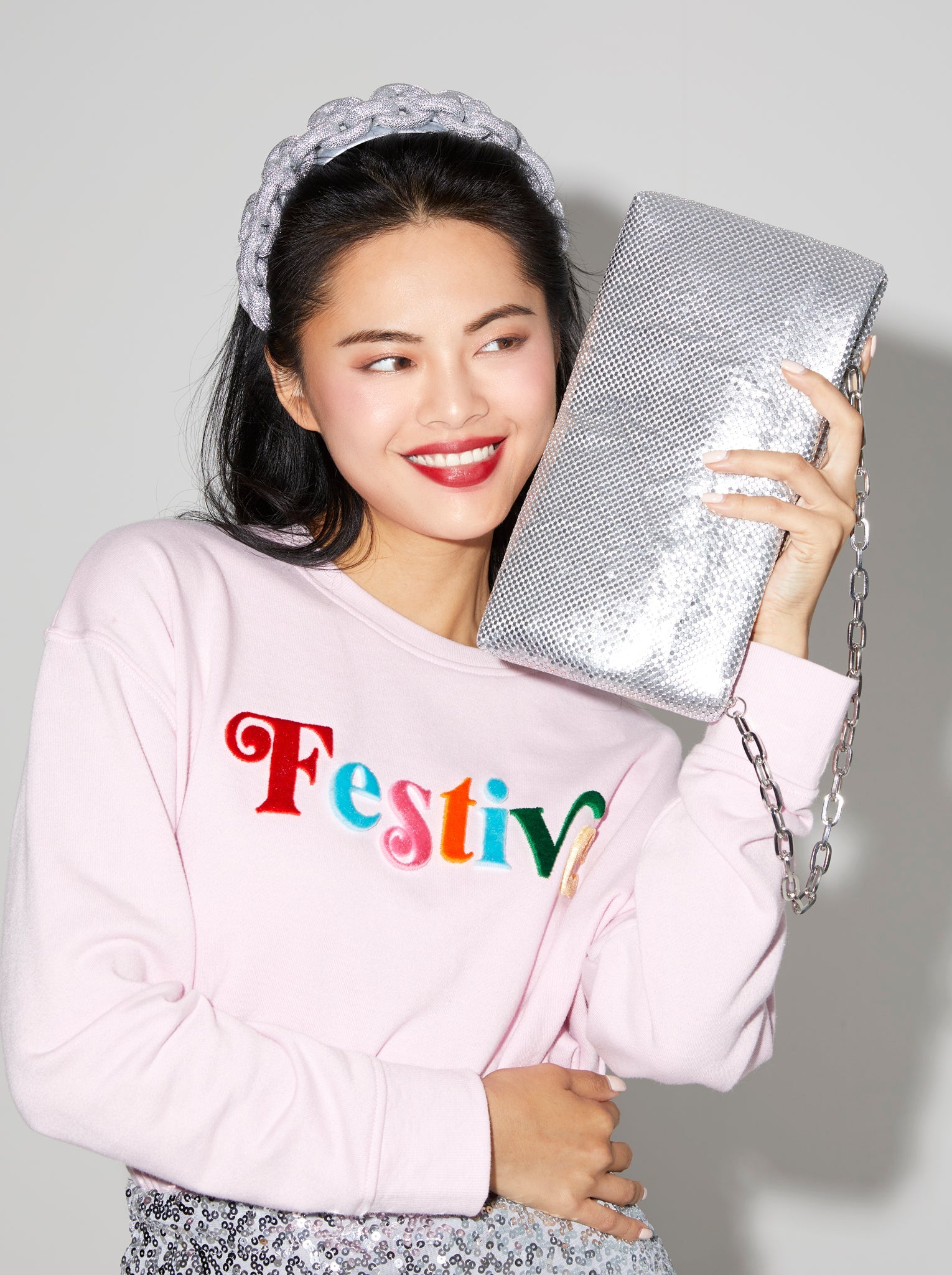 Assorted Set Of 6 "Festive" Sweatshirts, Blush