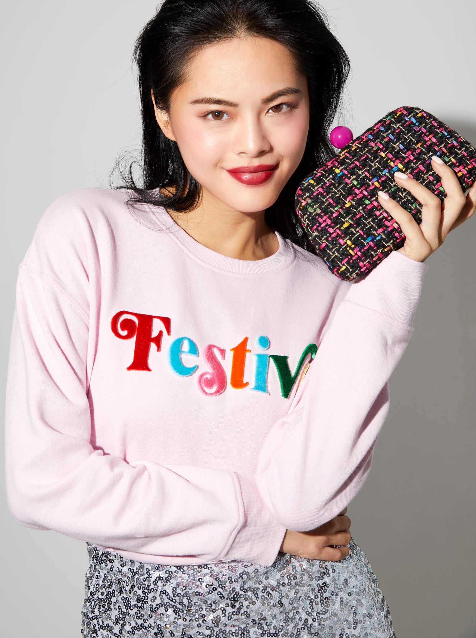 Assorted Set Of 6 "Festive" Sweatshirts, Blush