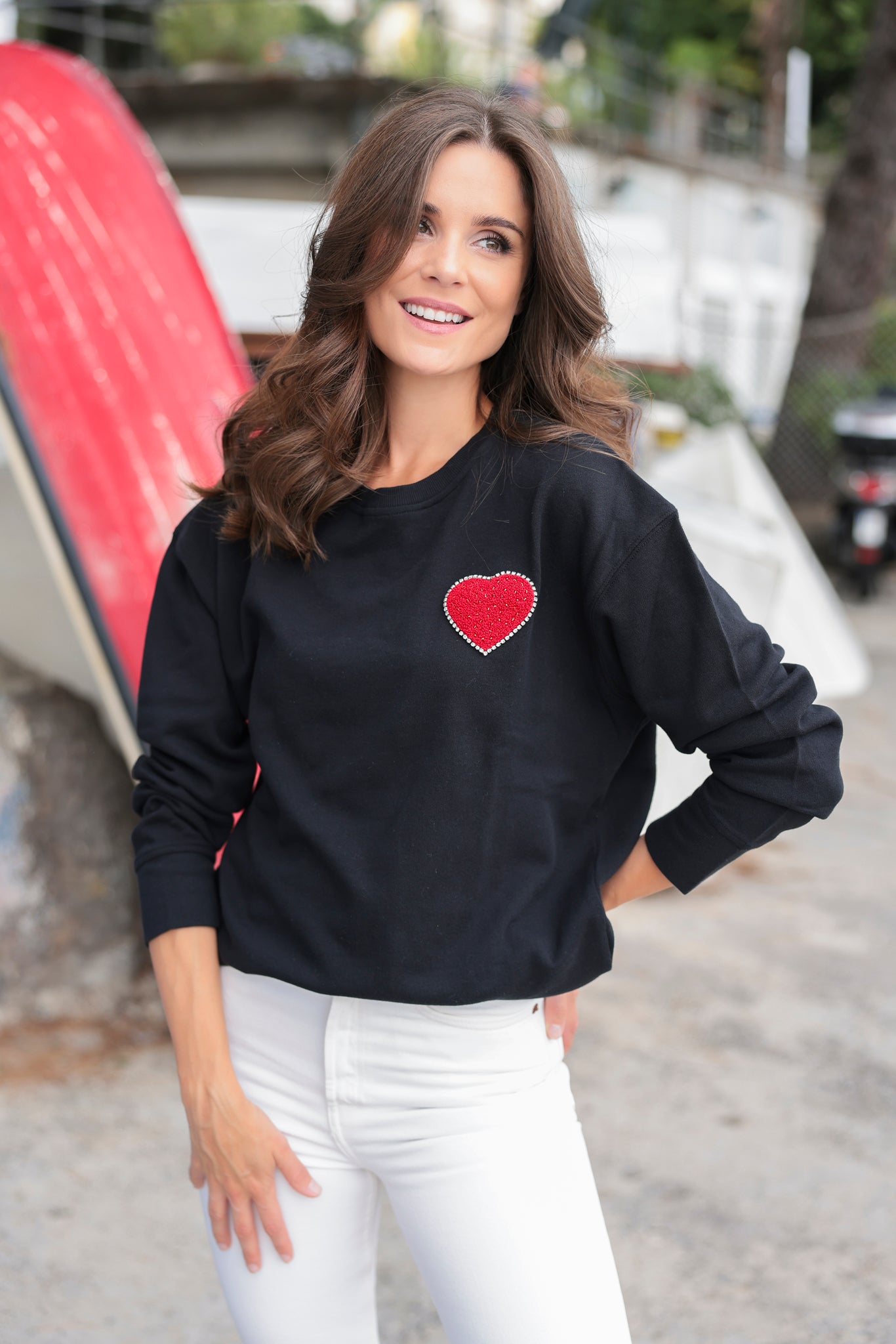 Shiraleah Assorted Set of 6 Heart Sweatshirts, Black