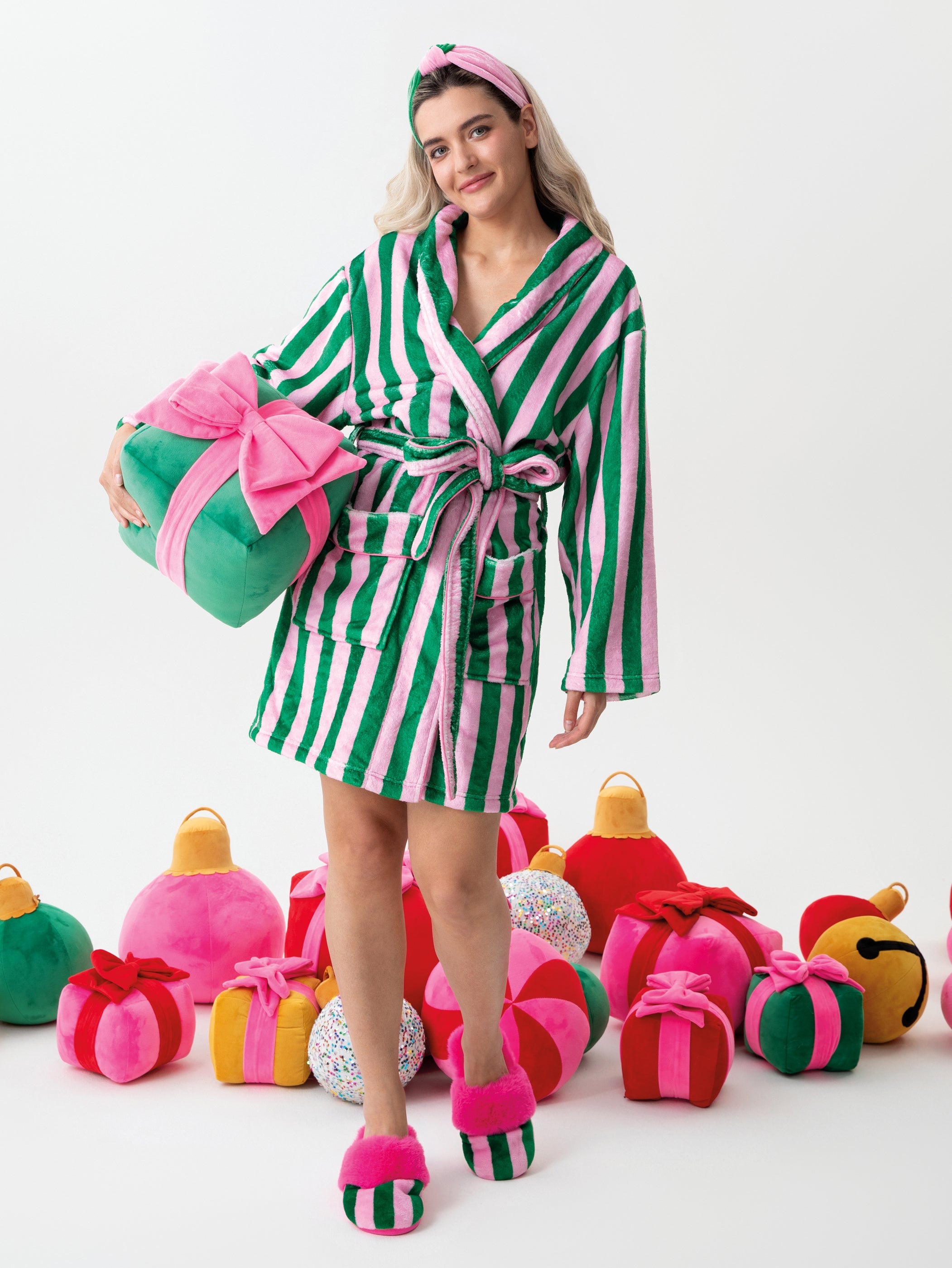 Shiraleah Assorted Set of 2 Felicity Stripe Robes, Green