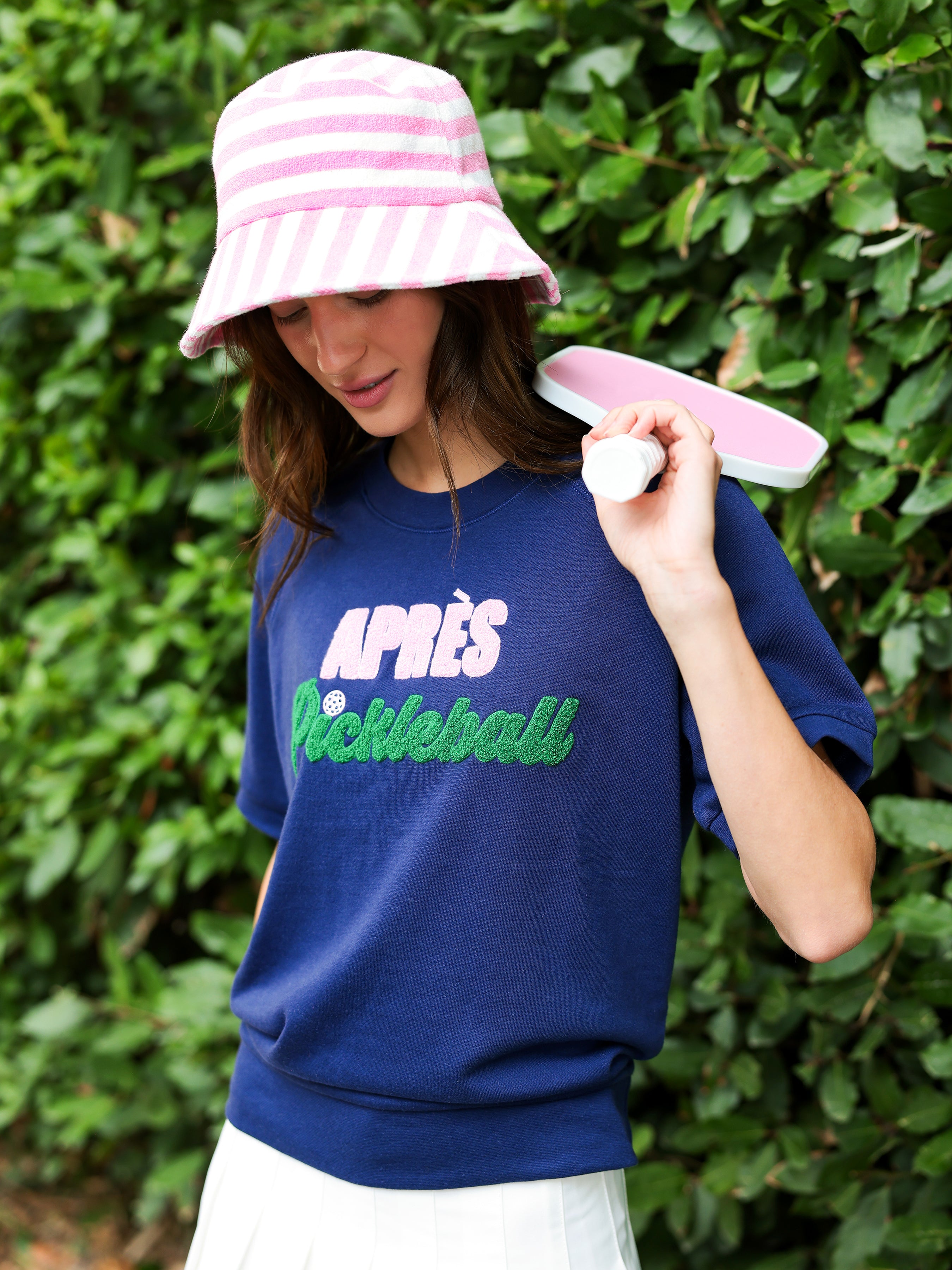 Shiraleah Assorted Set of 6 "Après Pickleball" Lightweight Short Sleeve Sweatshirts, Navy