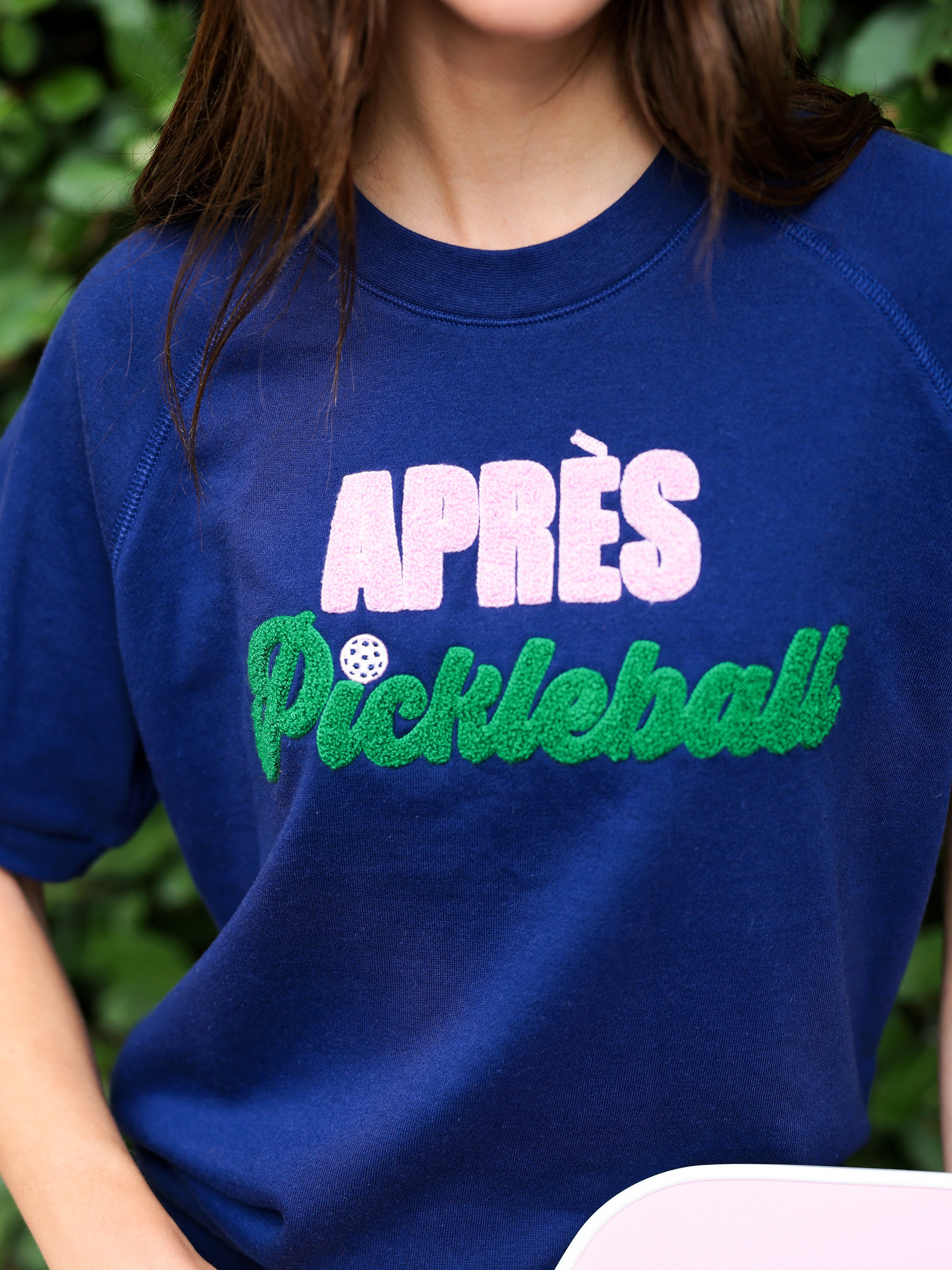 Shiraleah Assorted Set of 6 "Après Pickleball" Lightweight Short Sleeve Sweatshirts, Navy