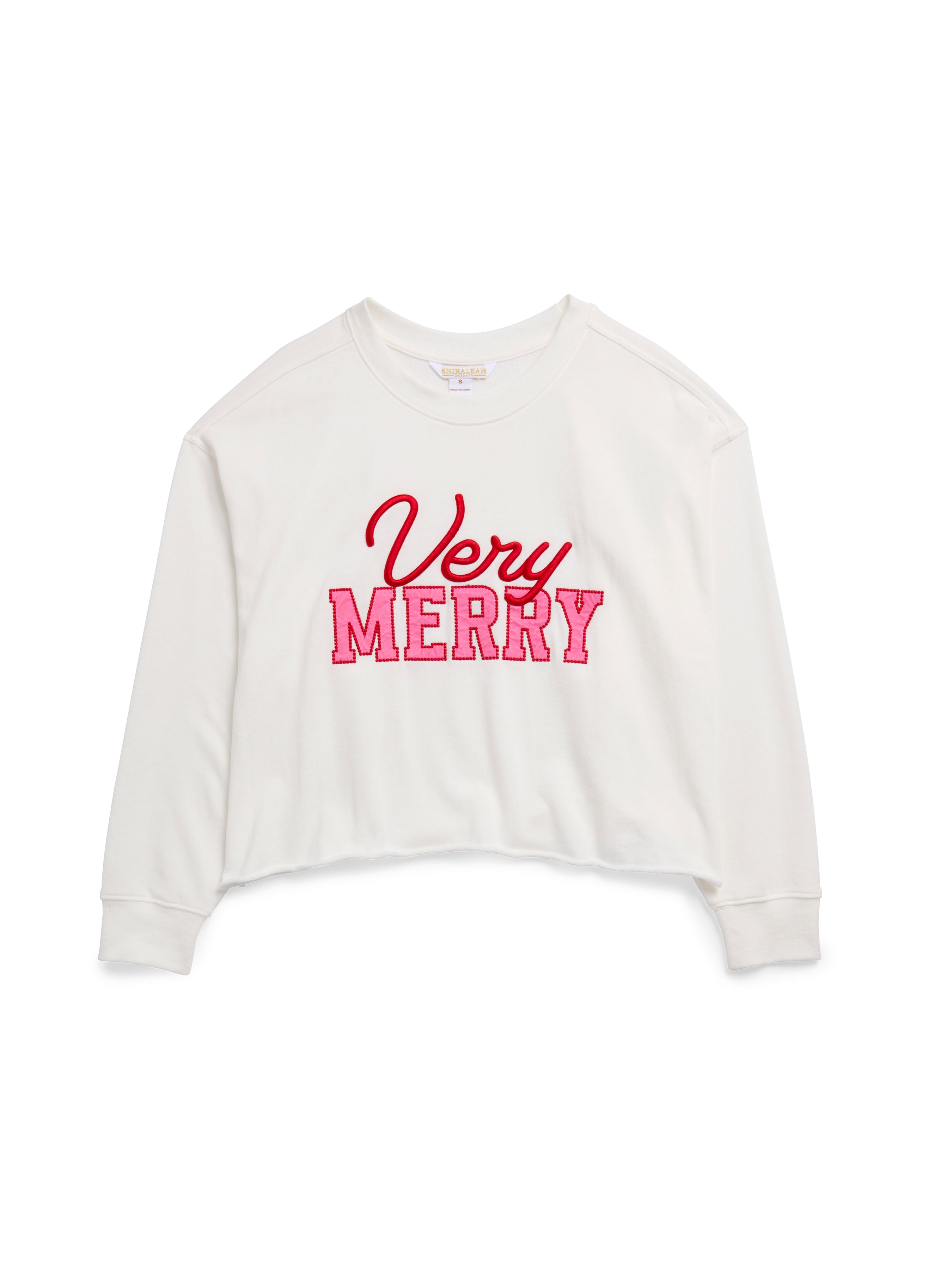 Shiraleah Assorted Set Of 6 "Very Merry" Lounge Sweatshirts, Ivory