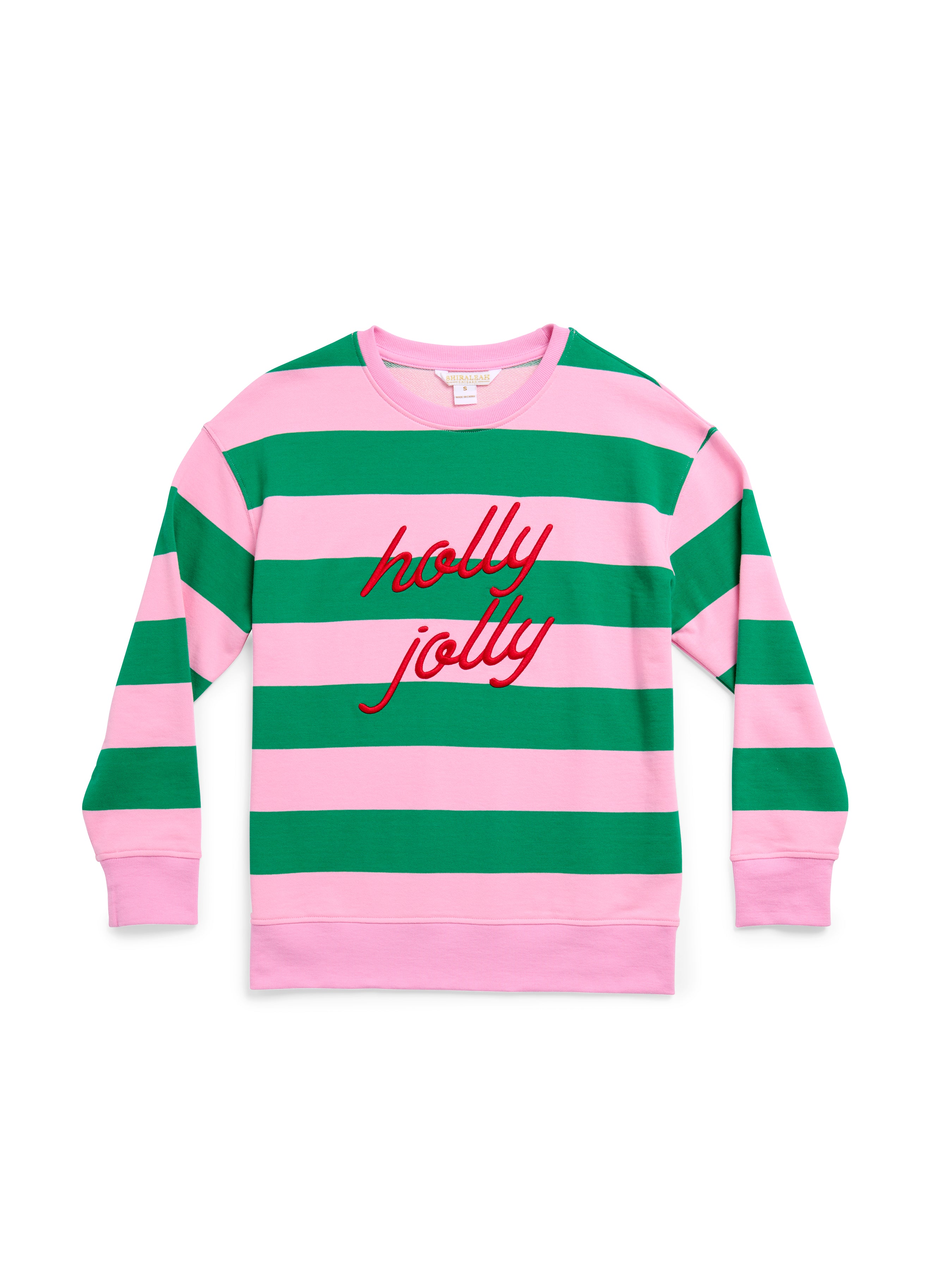 Shiraleah "Holly Jolly" Striped Classic Sweatshirt, Pink