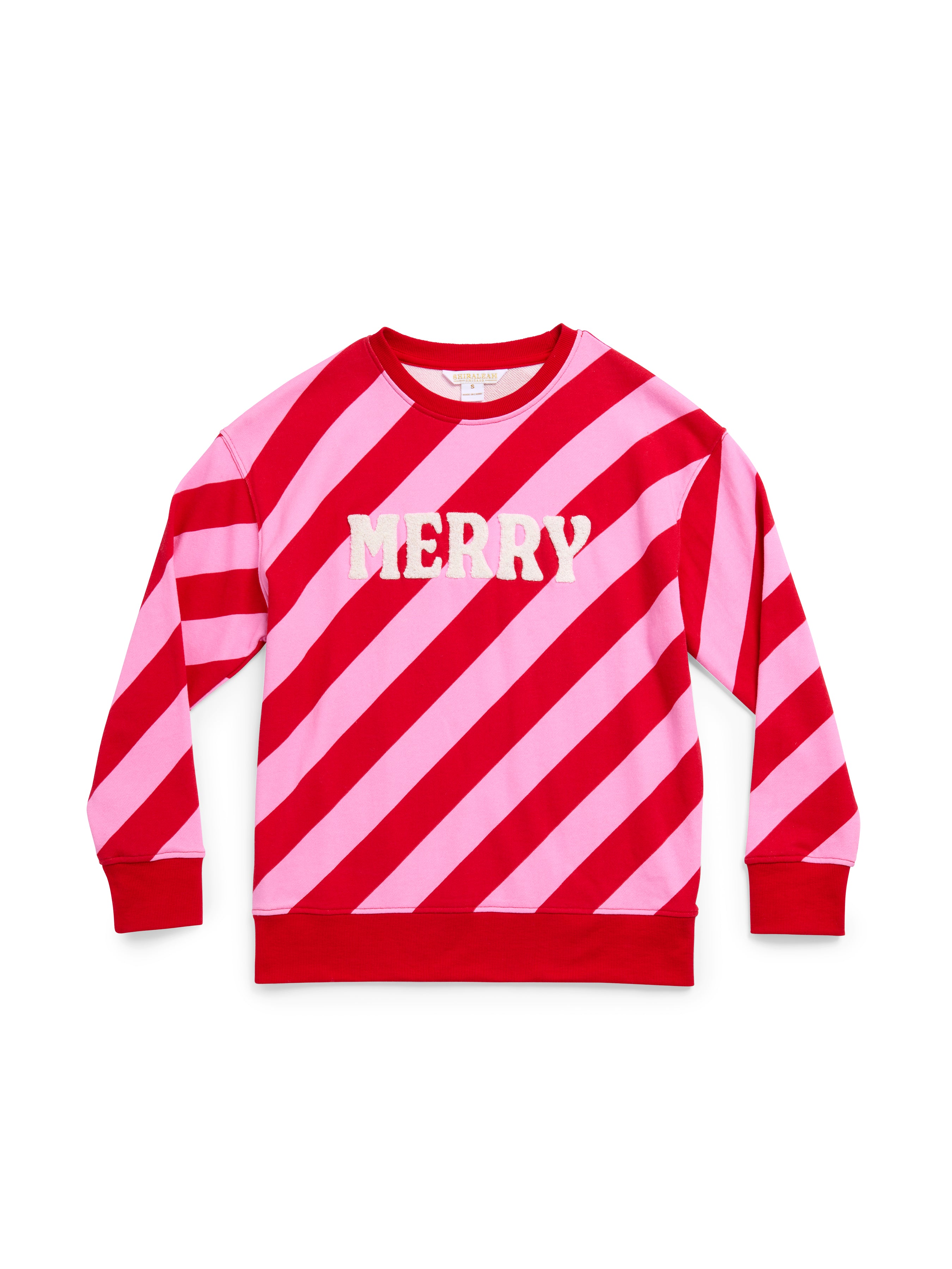 Shiraleah "Merry" Diagonal Striped Classic Sweatshirt, Red