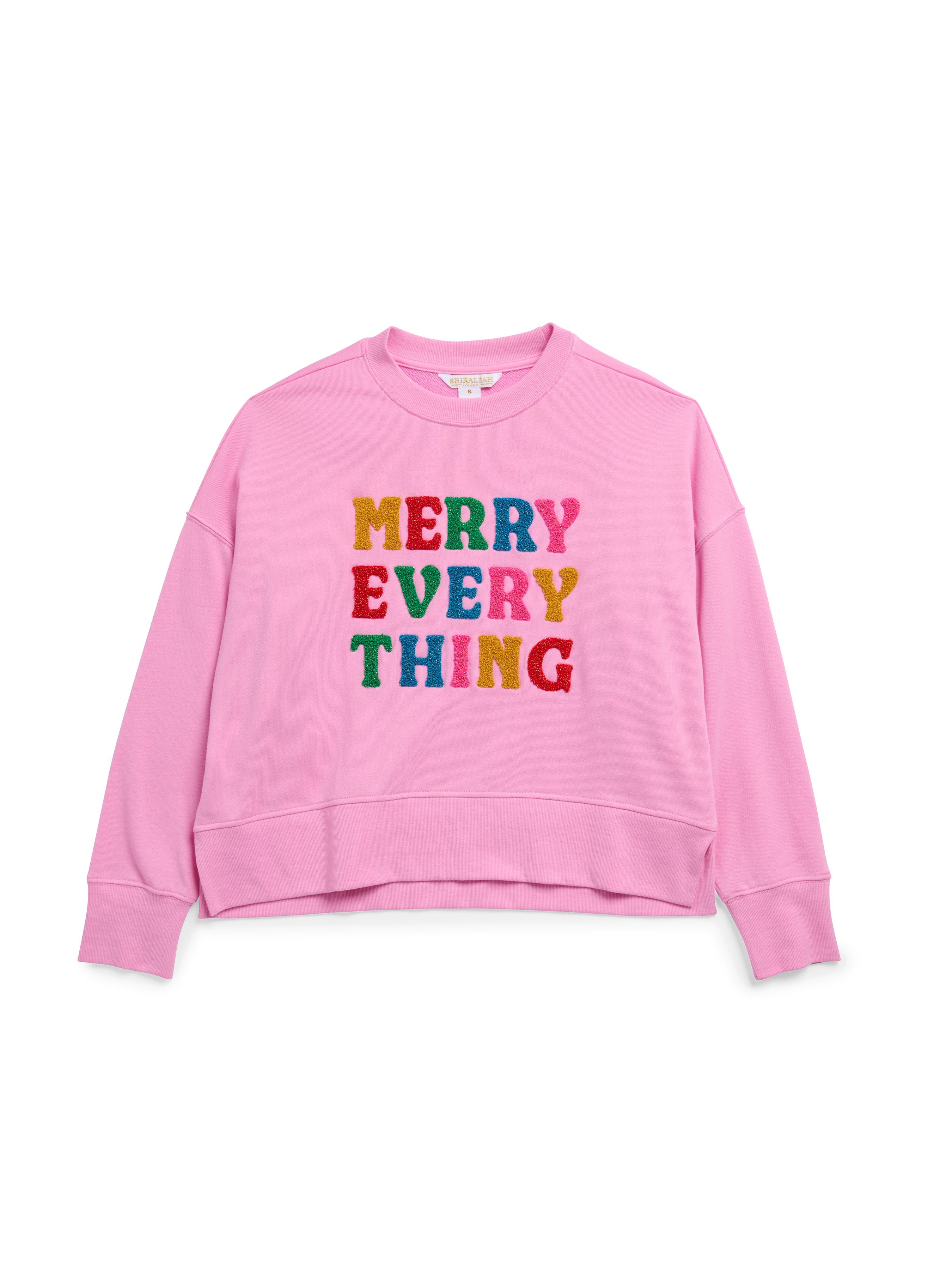 Shiraleah Assorted Set Of 6 "Merry Everything" Relaxed Sweatshirts, Candy Pink