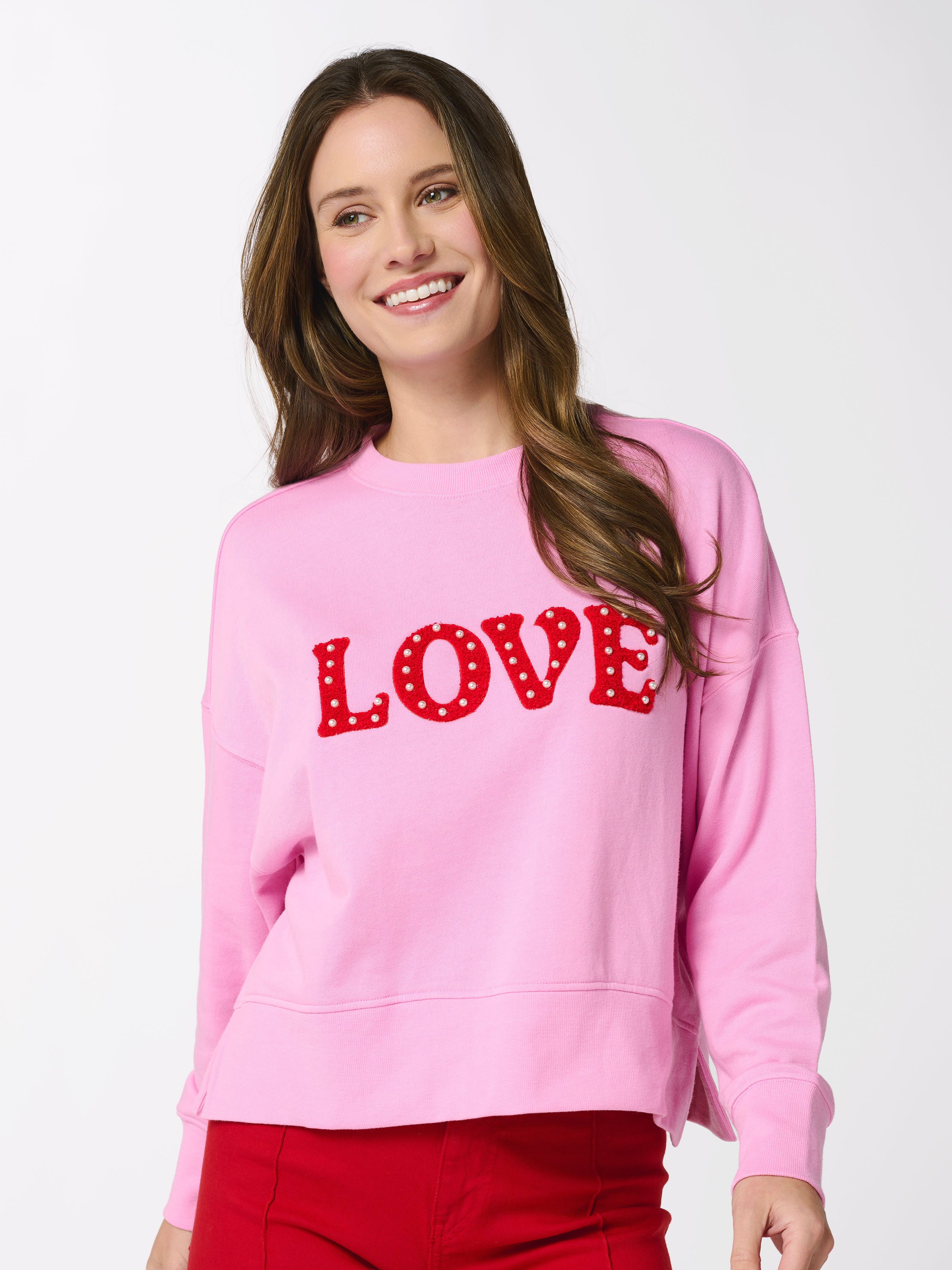 Shiraleah "Love" Relaxed Sweatshirt, Candy Pink