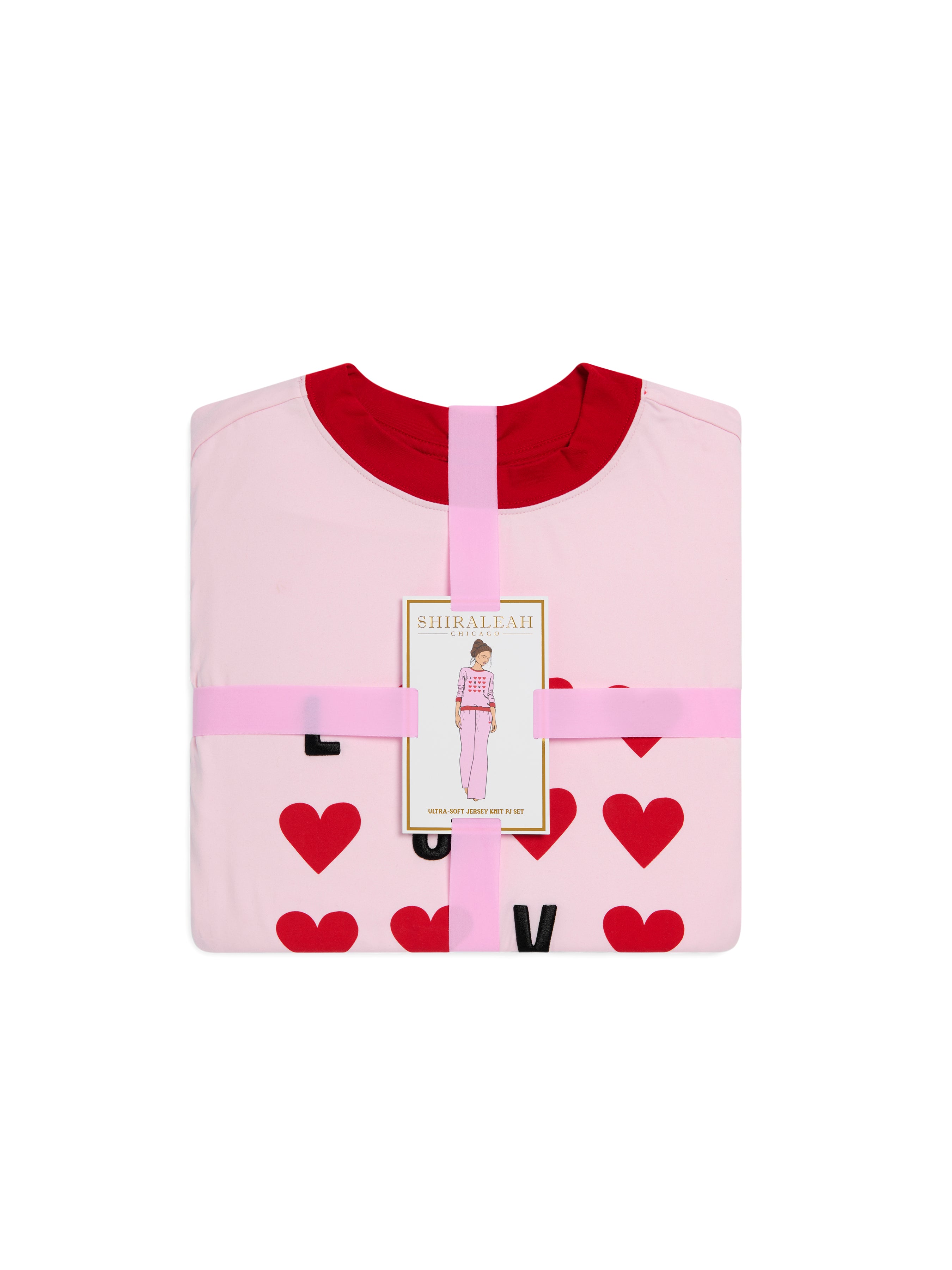 Shiraleah "Love" Ultra-Soft Jersey Knit PJ Set, Blush SMALL