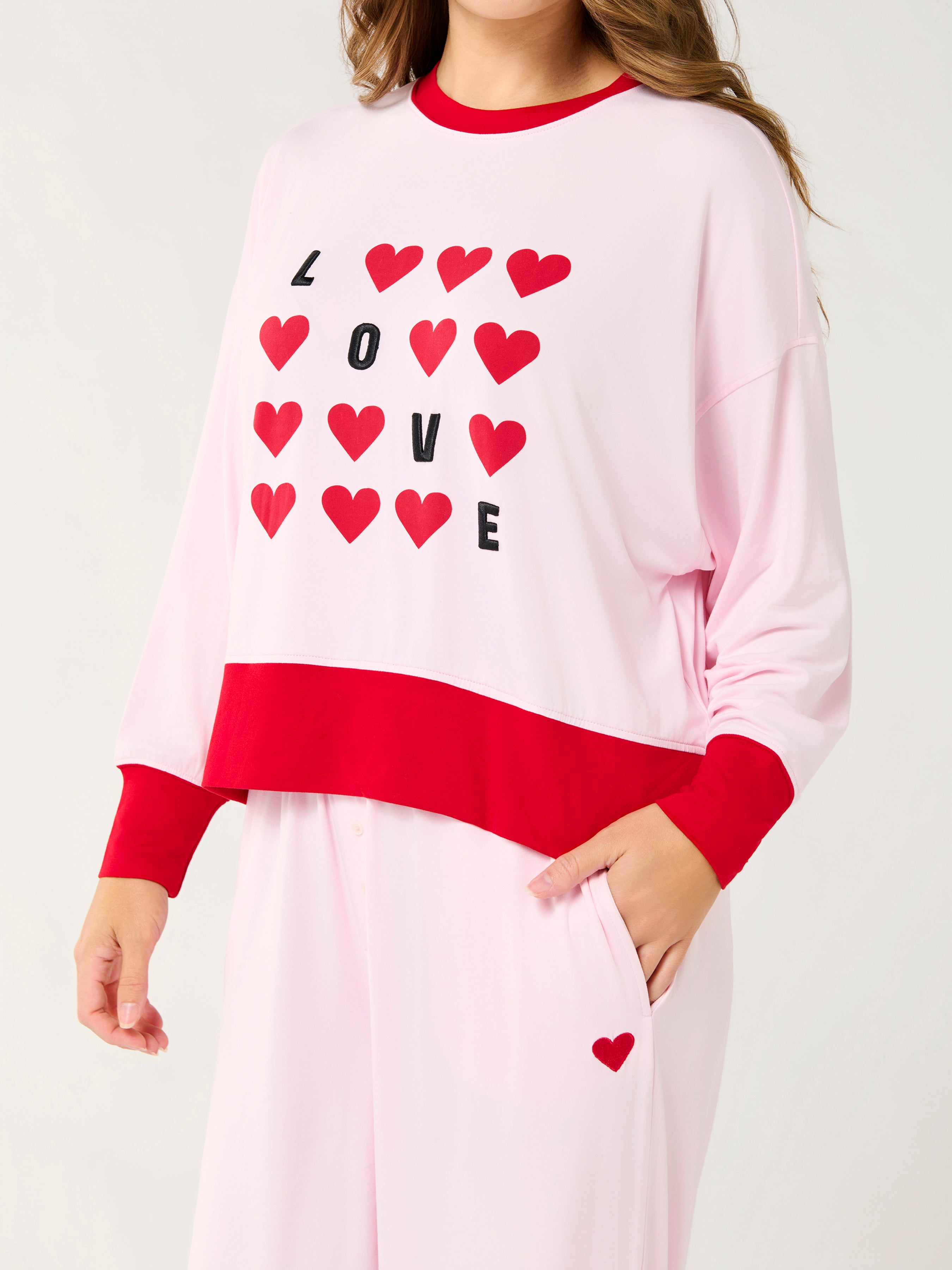 Shiraleah "Love" Ultra-Soft Jersey Knit PJ Set, Blush SMALL