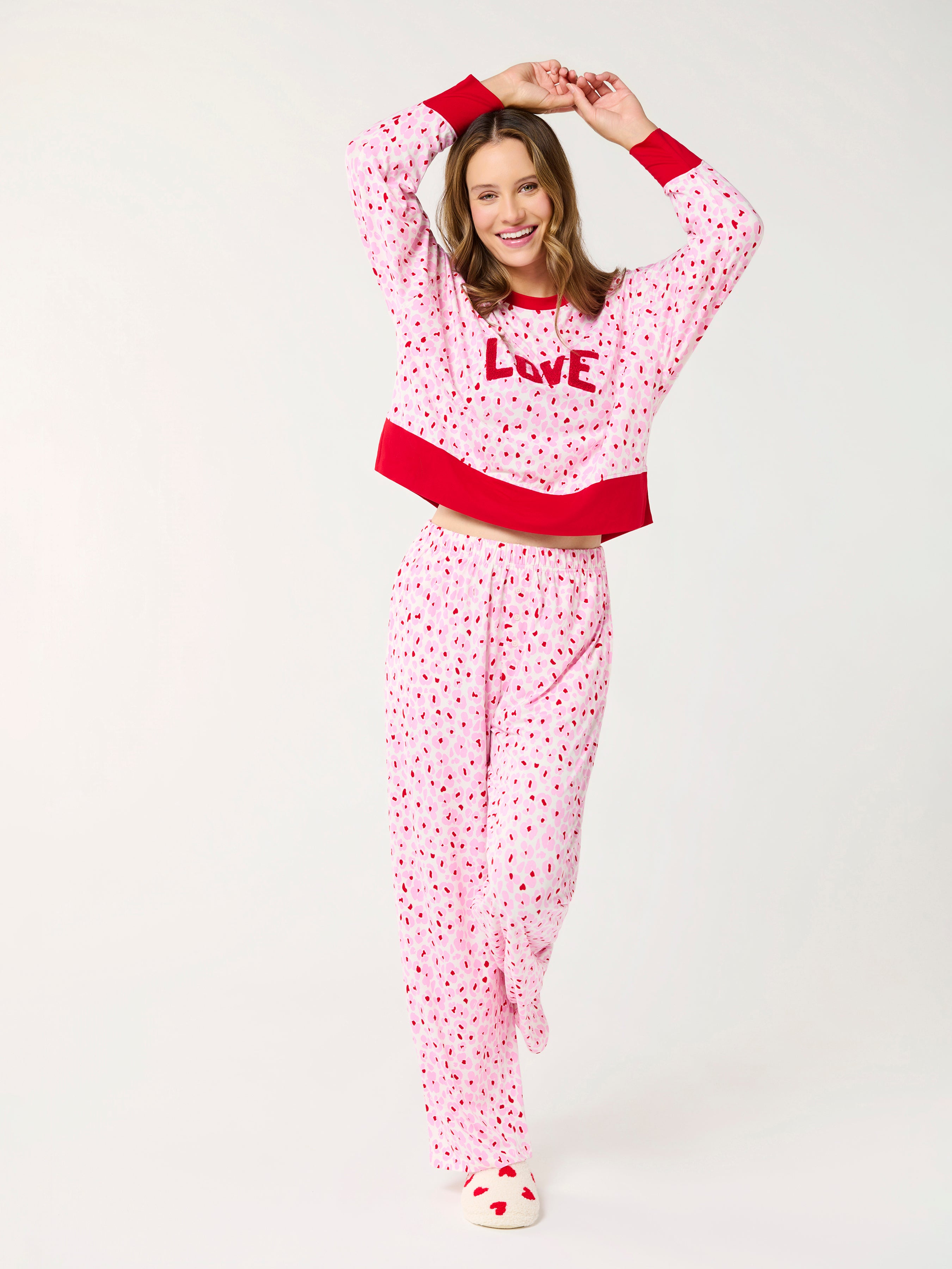 Shiraleah Floral "Love" Ultra-Soft Jersey Knit PJ Set, Multi SMALL