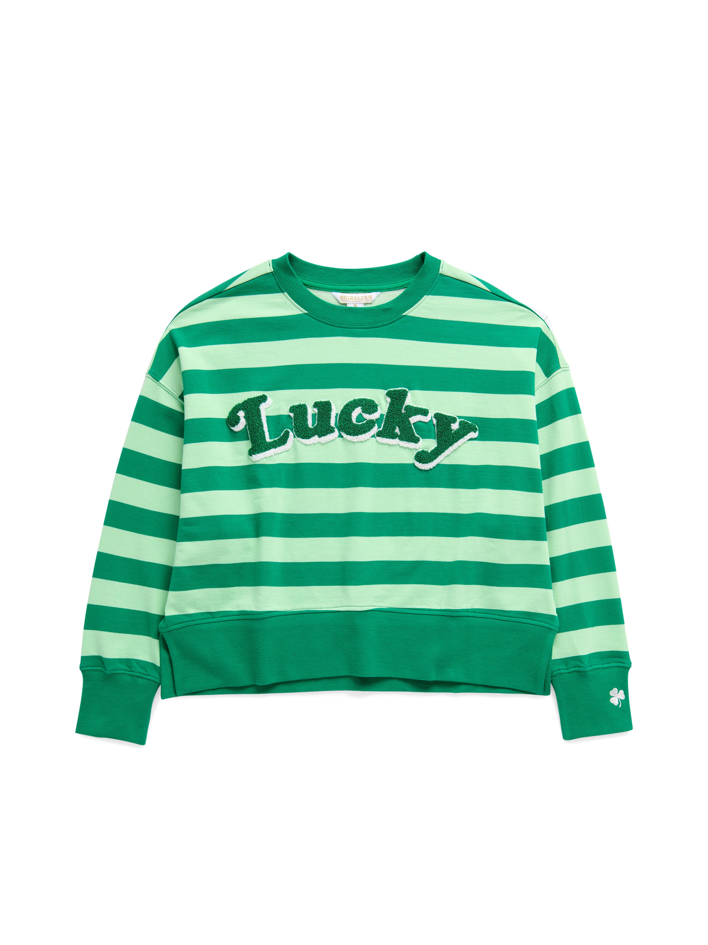 Shiraleah Assorted Set of 7 Striped "Lucky" Relaxed Sweatshirts, Green GREEN